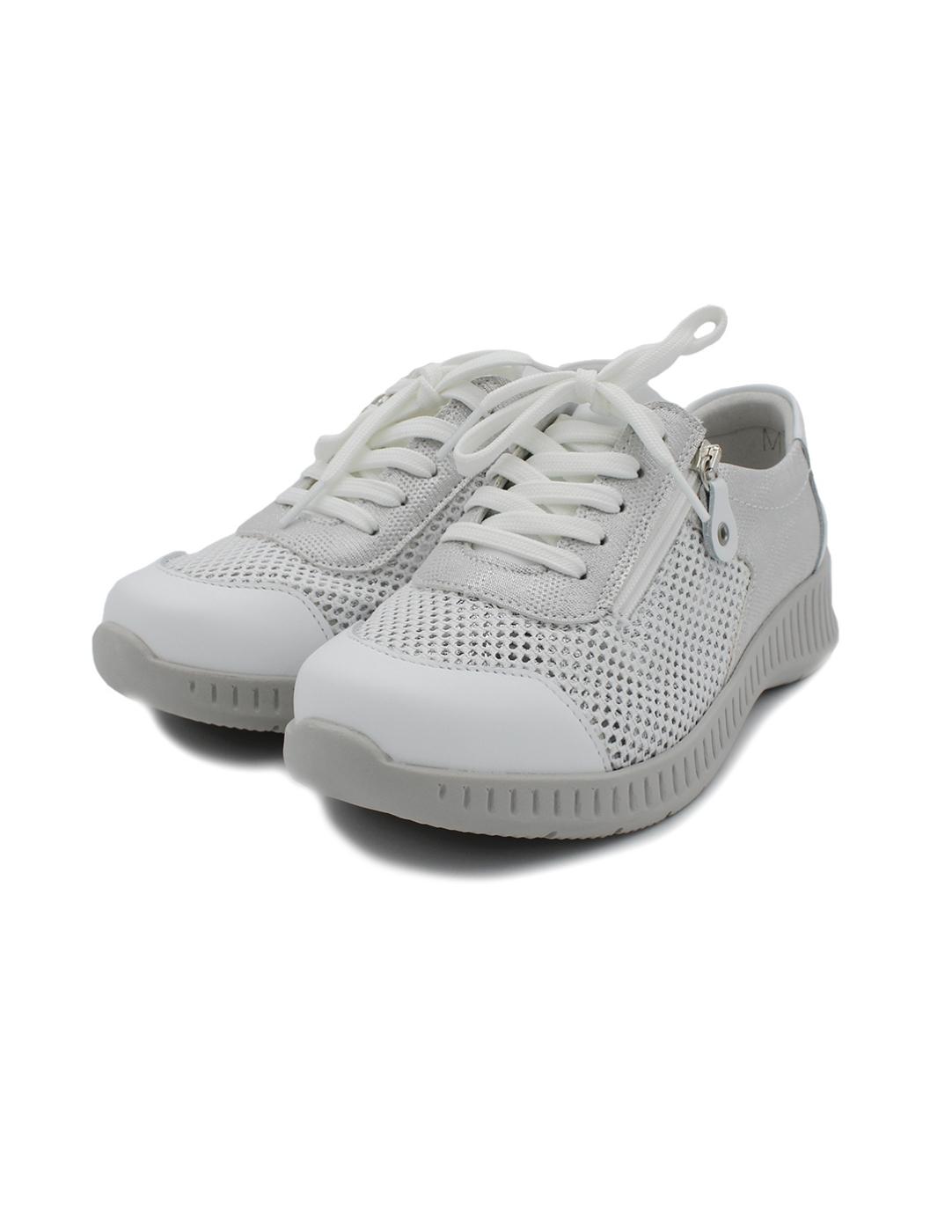 Zapato Deportivo SUAVE 3302 Blanco/Plata Mujer.