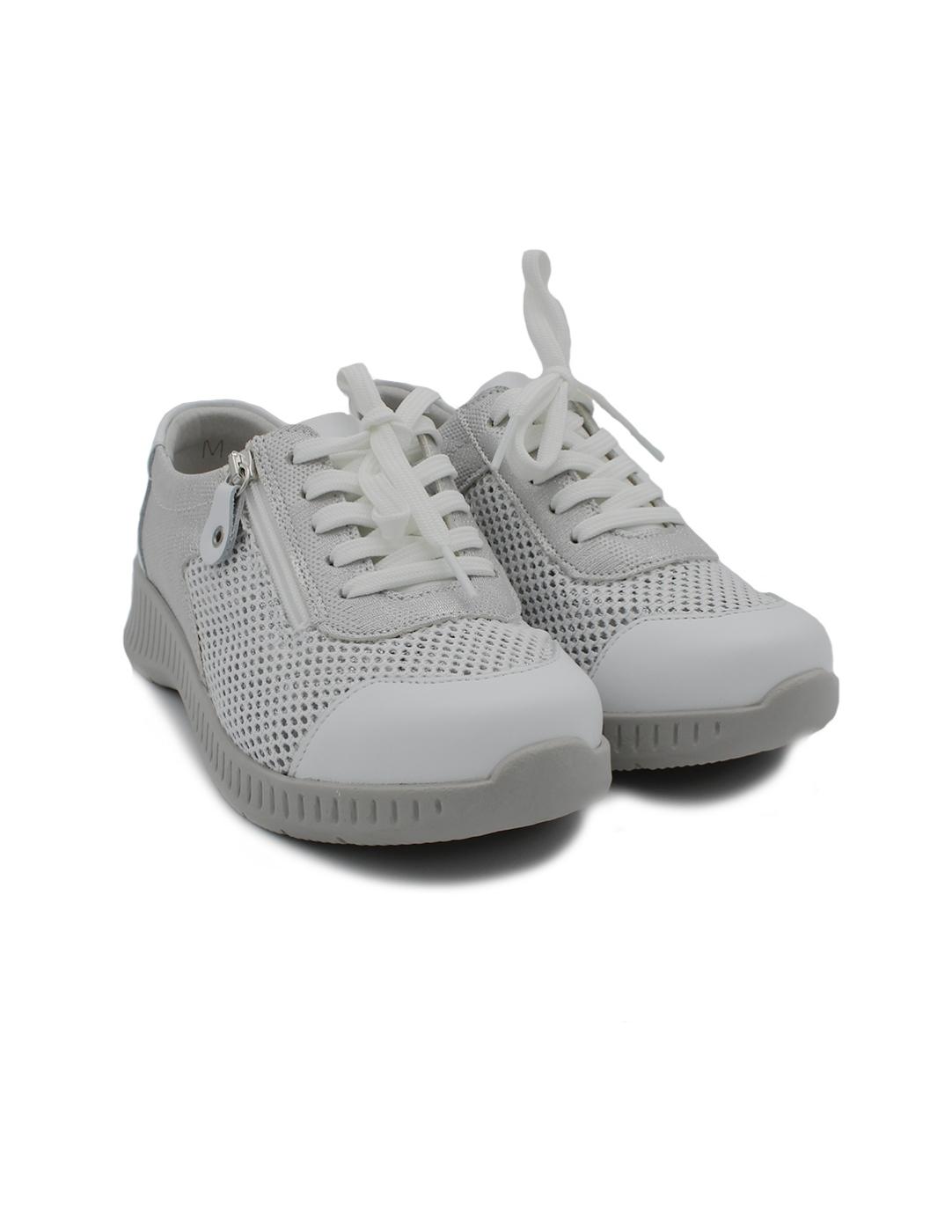Zapato Deportivo SUAVE 3302 Blanco/Plata Mujer.