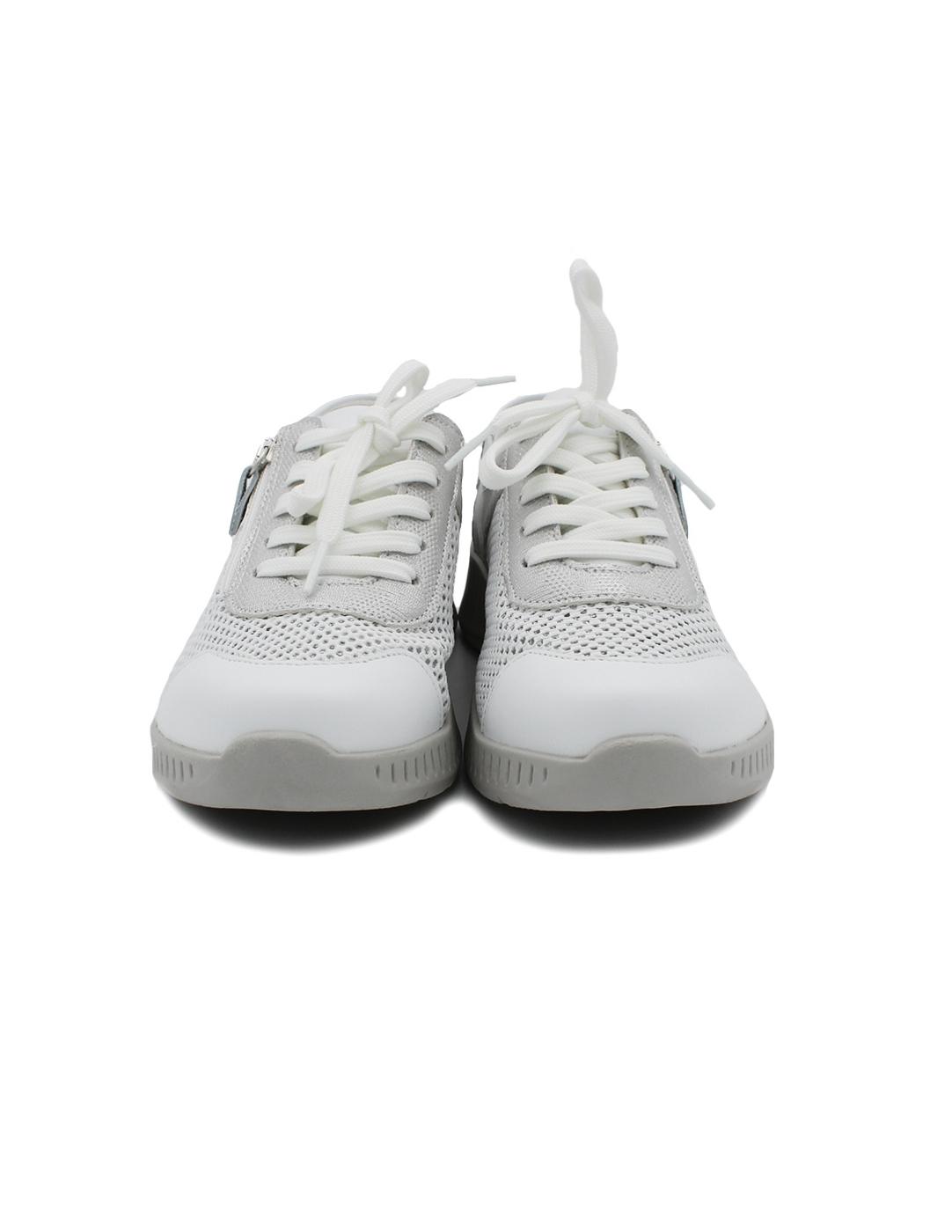 Zapato Deportivo SUAVE 3302 Blanco/Plata Mujer.
