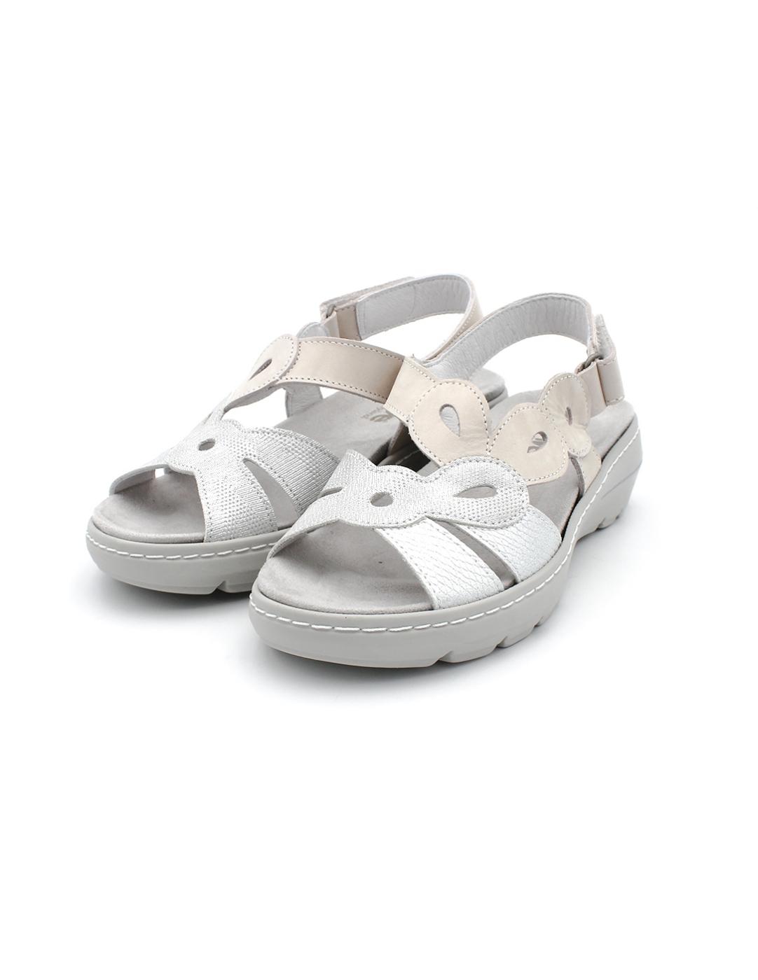 Sandalia SUAVE 3223 Natural/Plata Mujer.