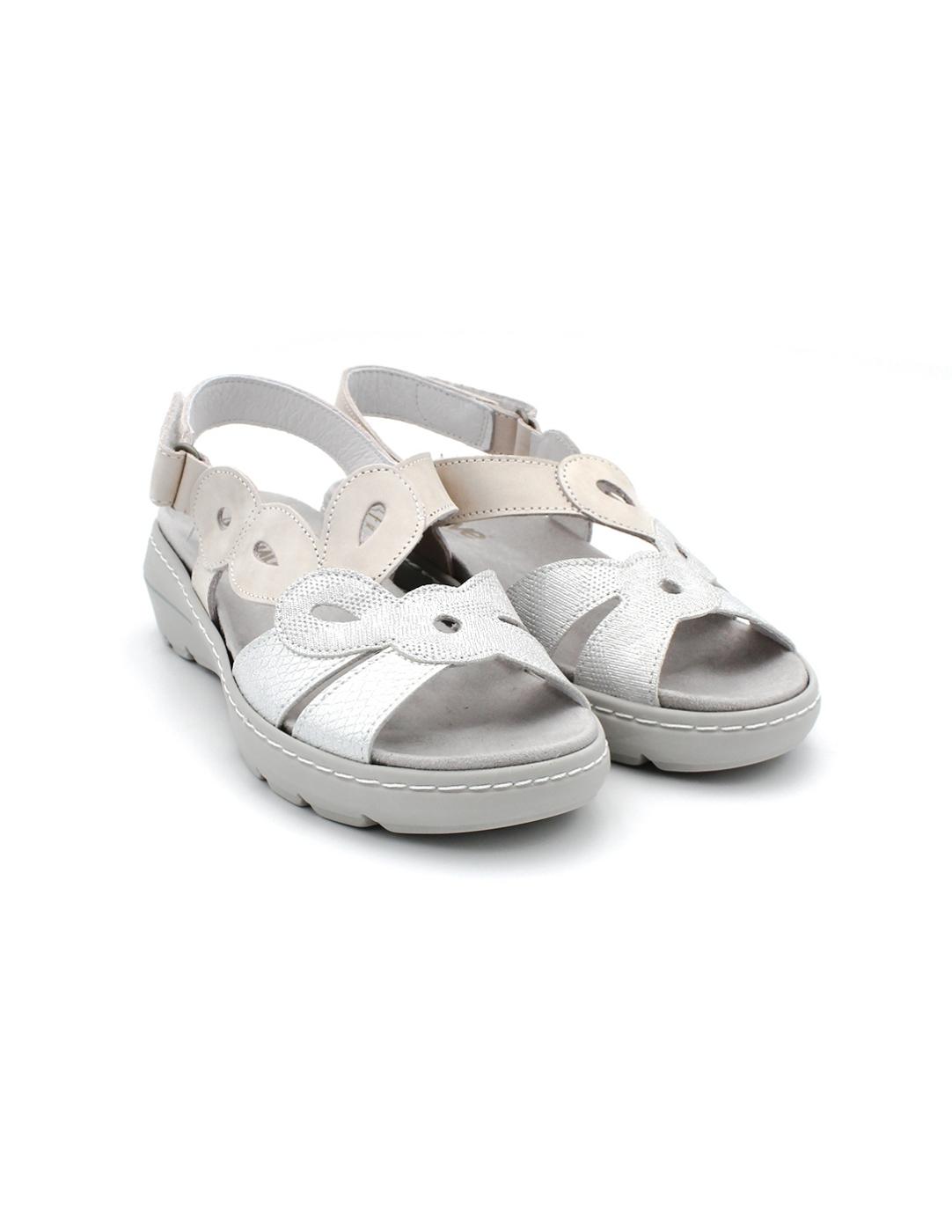 Sandalia SUAVE 3223 Natural/Plata Mujer.