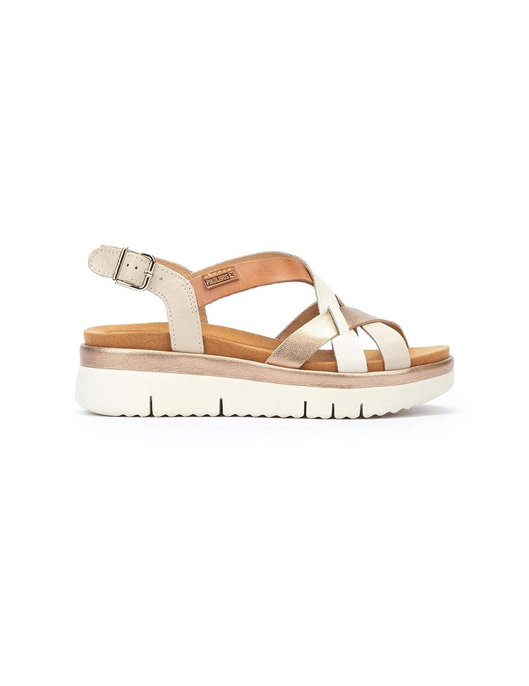 Sandalia OIKOLINOS W4N-0650C1 Marfil/Oro Mujer