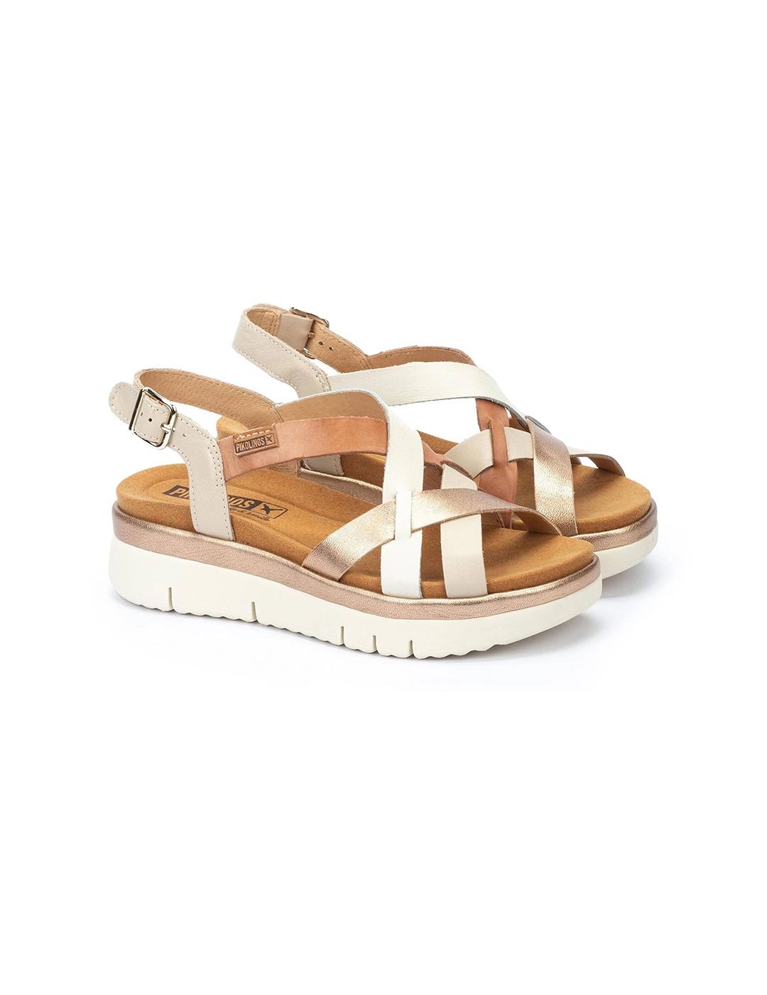 Sandalia OIKOLINOS W4N-0650C1 Marfil/Oro Mujer