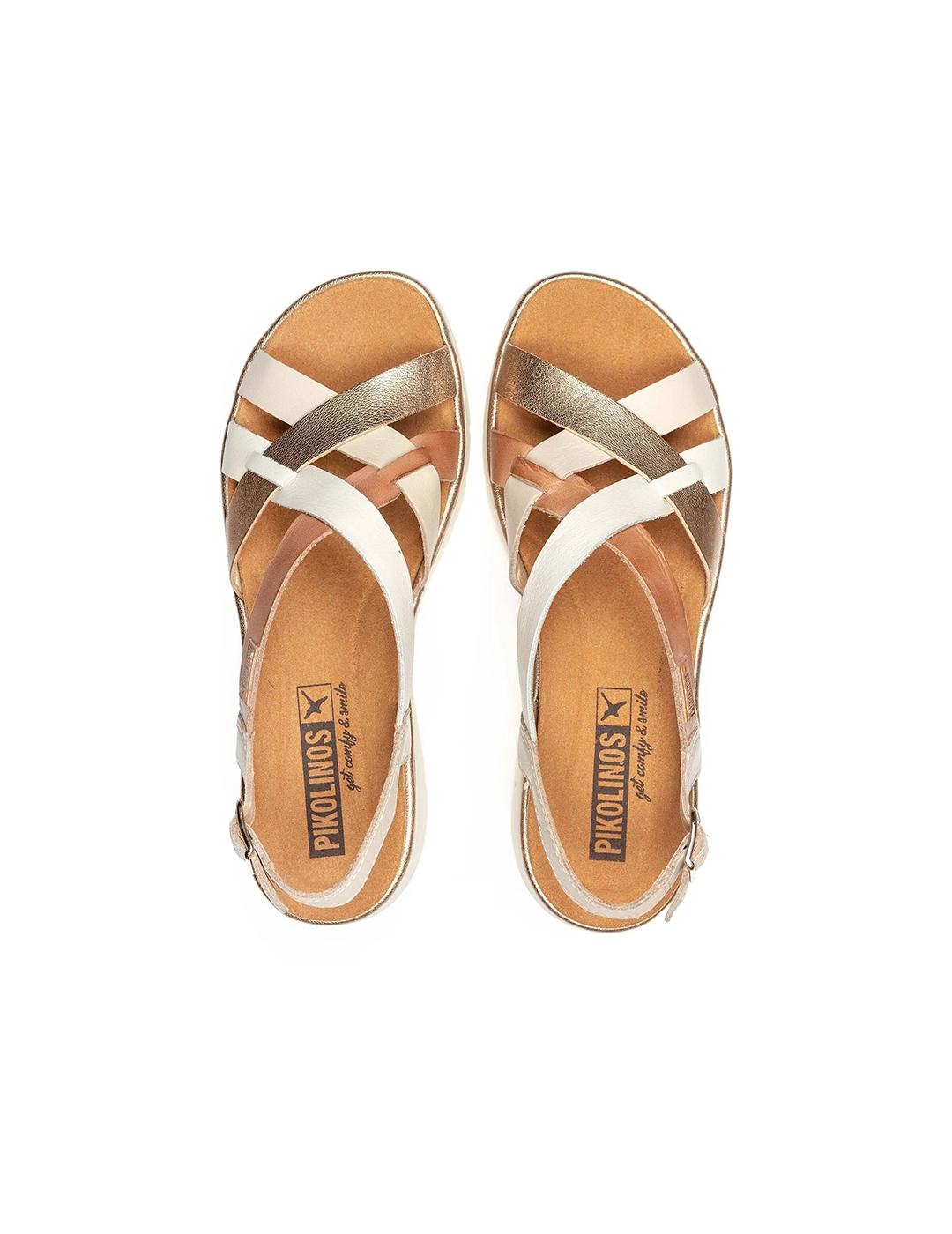 Sandalia OIKOLINOS W4N-0650C1 Marfil/Oro Mujer