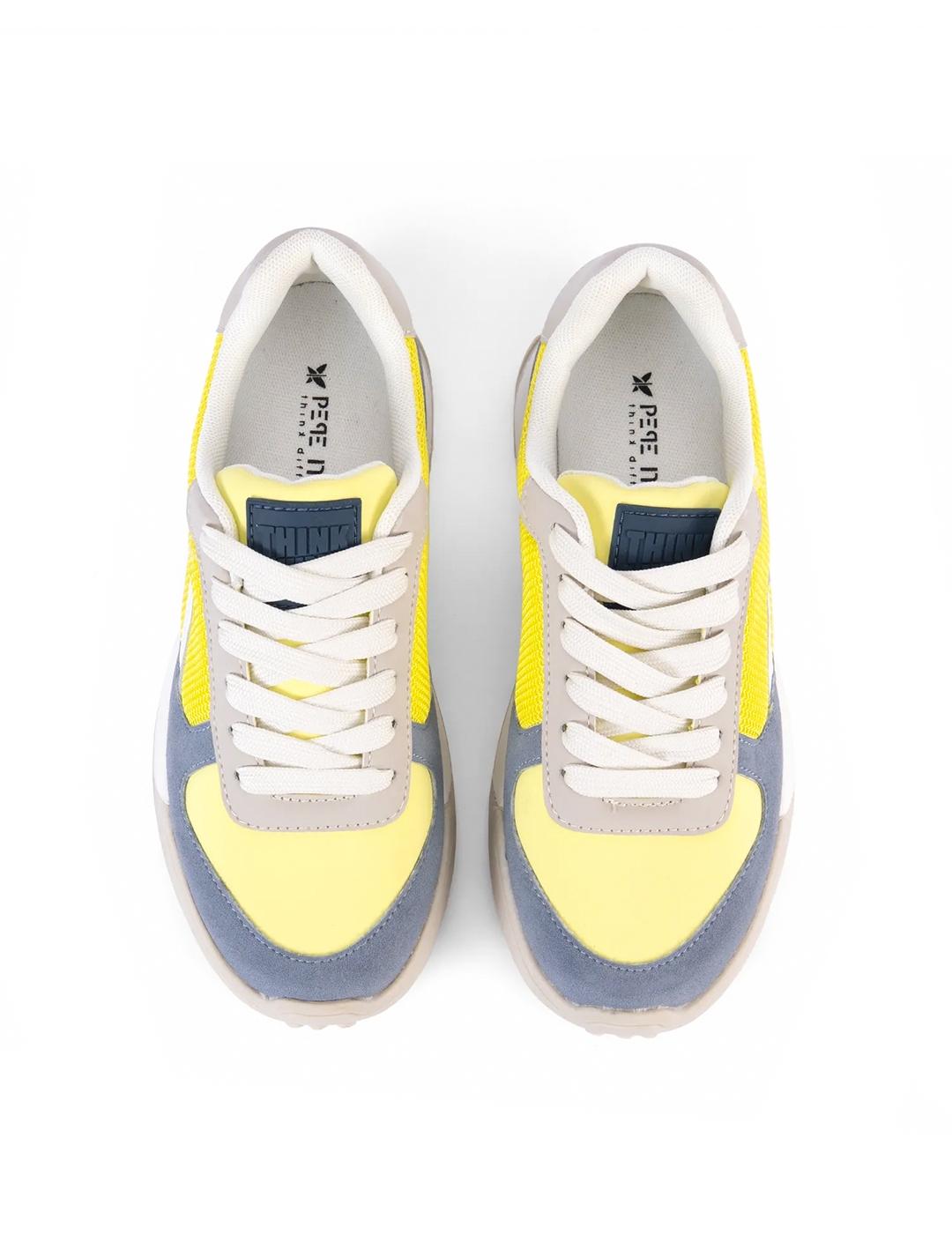 Deportiva PEPE MOLL 251920 Amarillo/Azul Mujer.