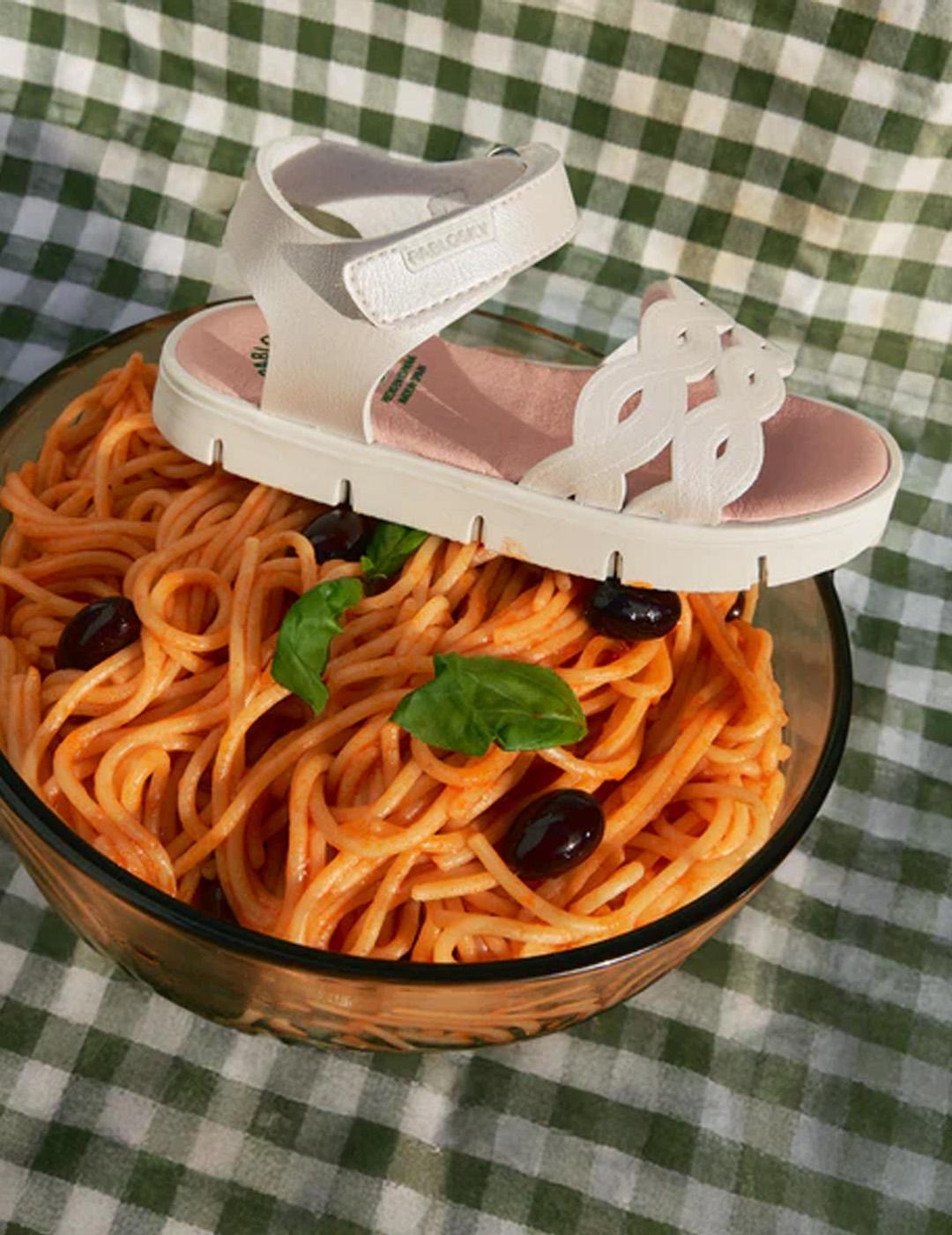 Sandalia Polina Pablosky 440704 Niña Metalizado Blanco