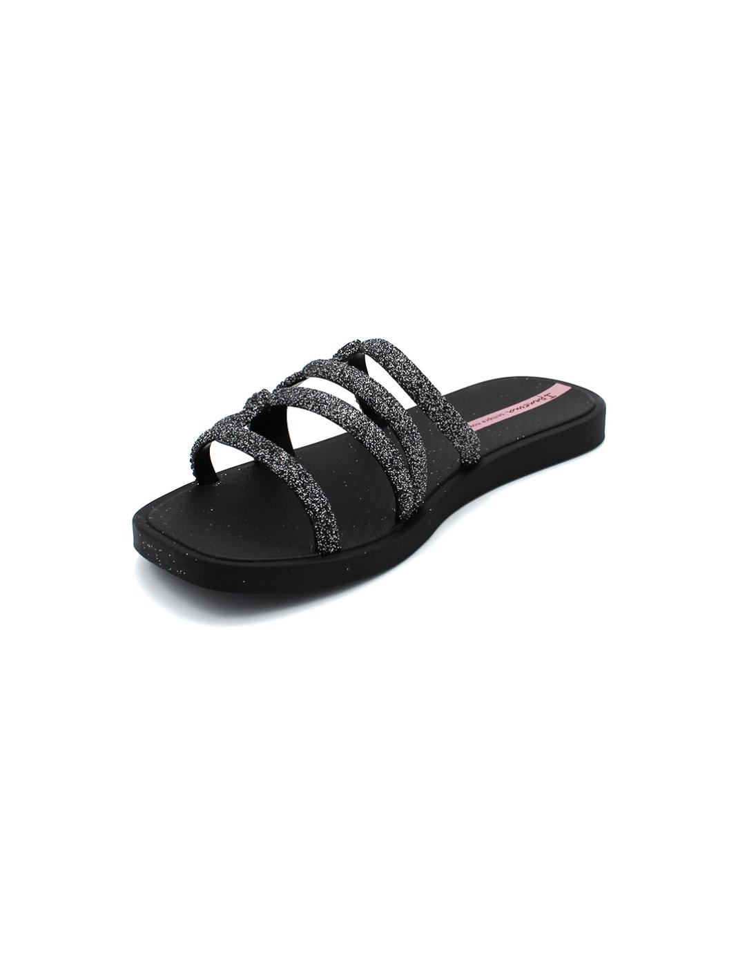 Chancla Glitter IPANEMA 27286 Negra Mujer.