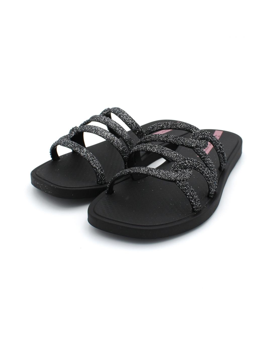 Chancla Glitter IPANEMA 27286 Negra Mujer.