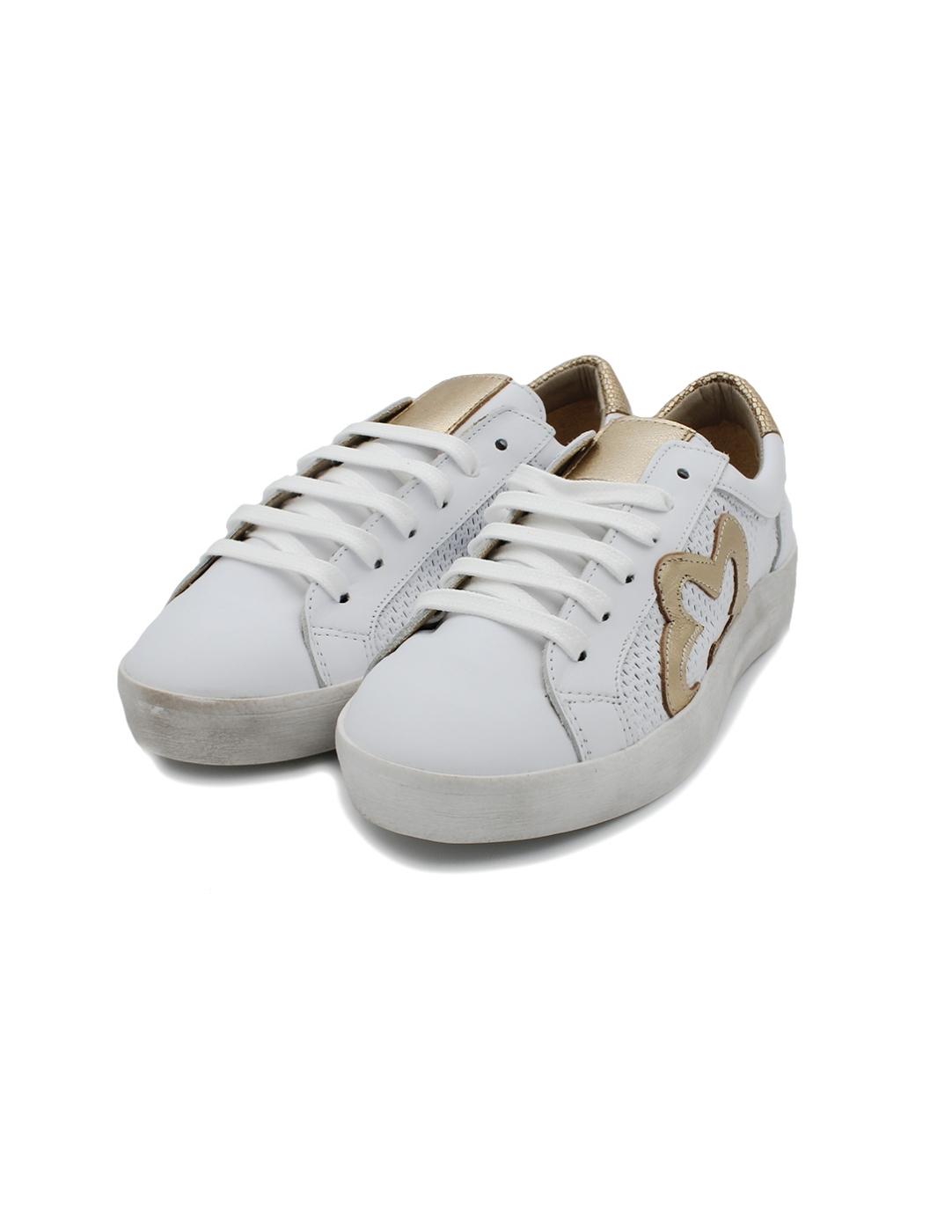 Bamba Picada CLAUDIA 19C-Vasil blanco/dorado Mujer.