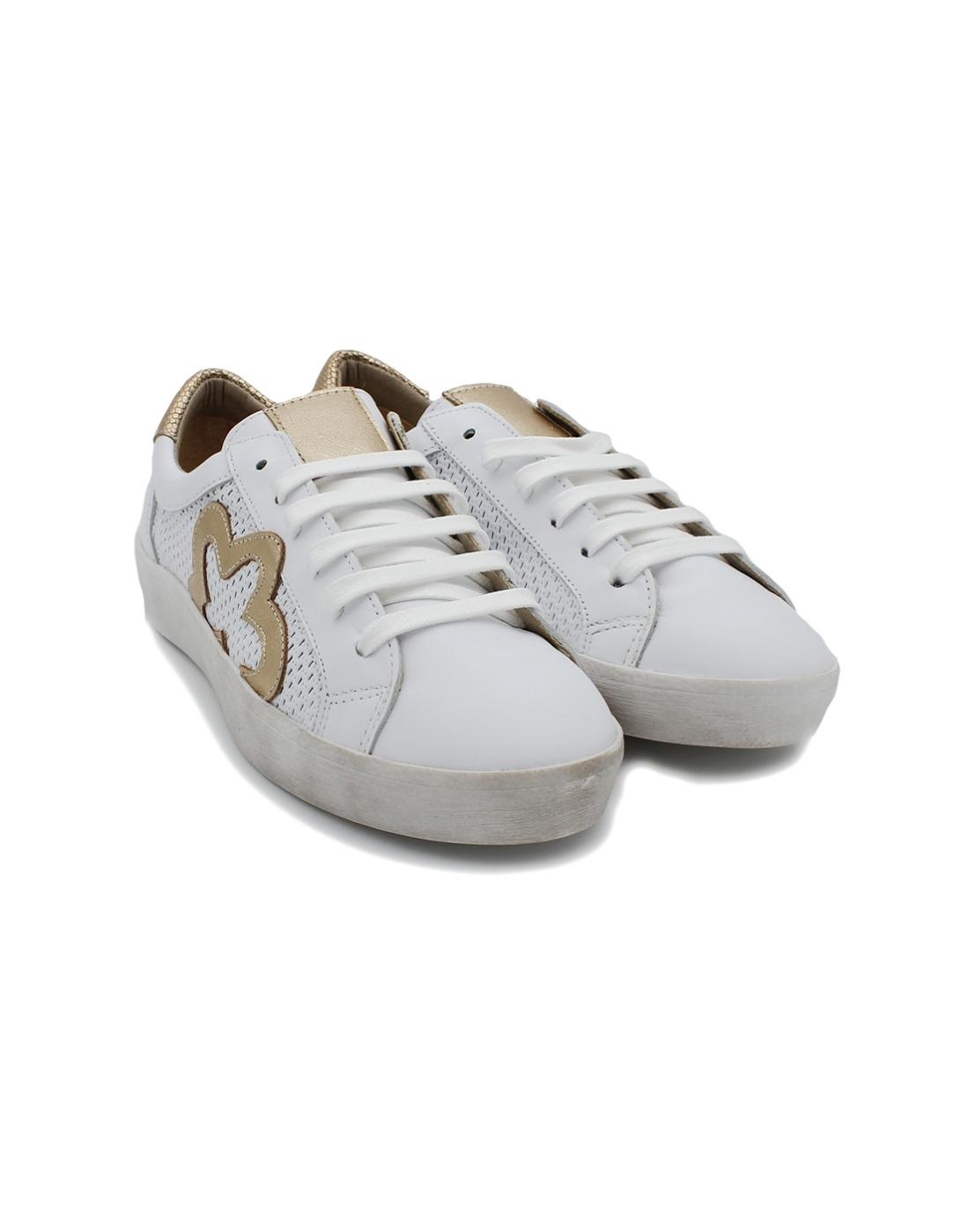 Bamba Picada CLAUDIA 19C-Vasil blanco/dorado Mujer.