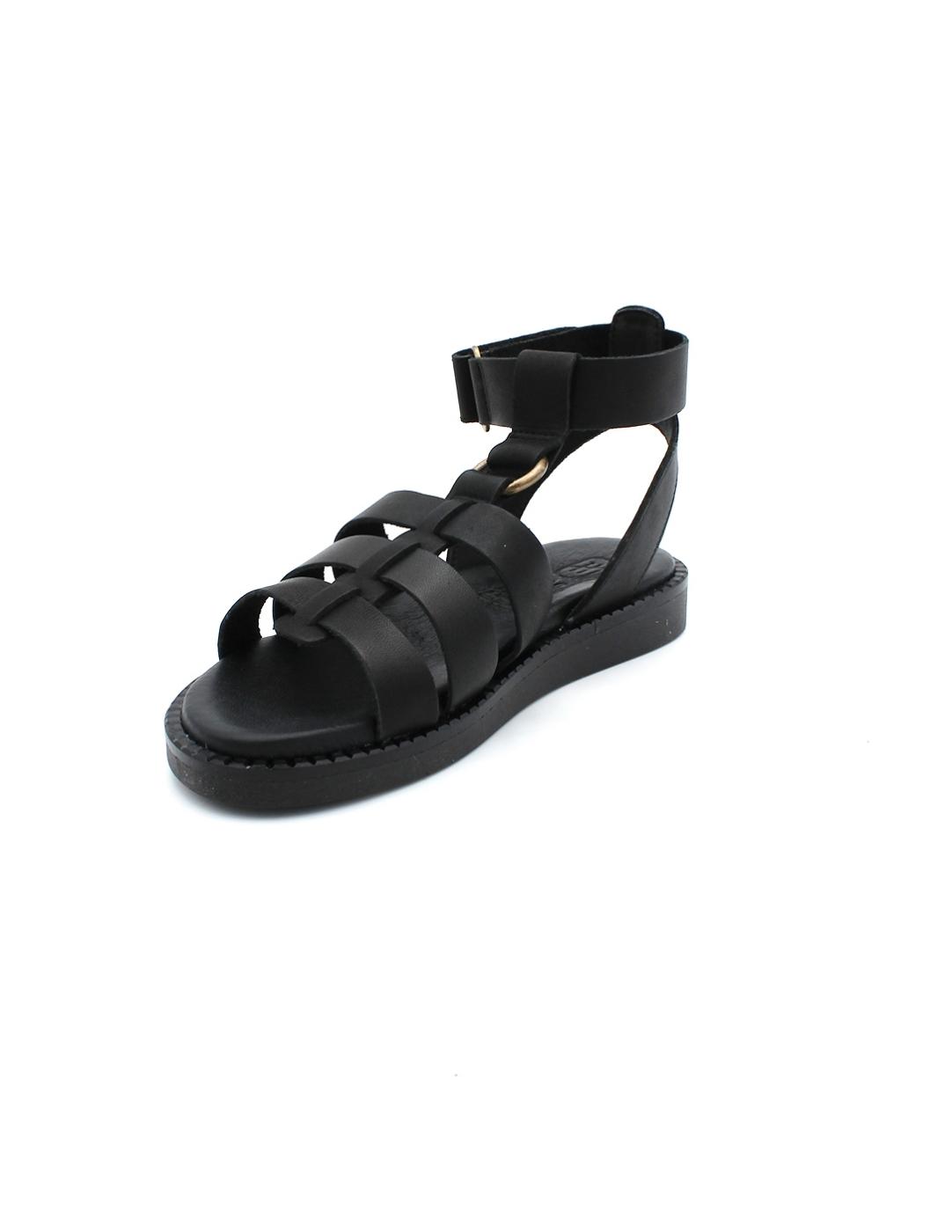 Sandalia Romana HEE 25392 Negra Mujer.