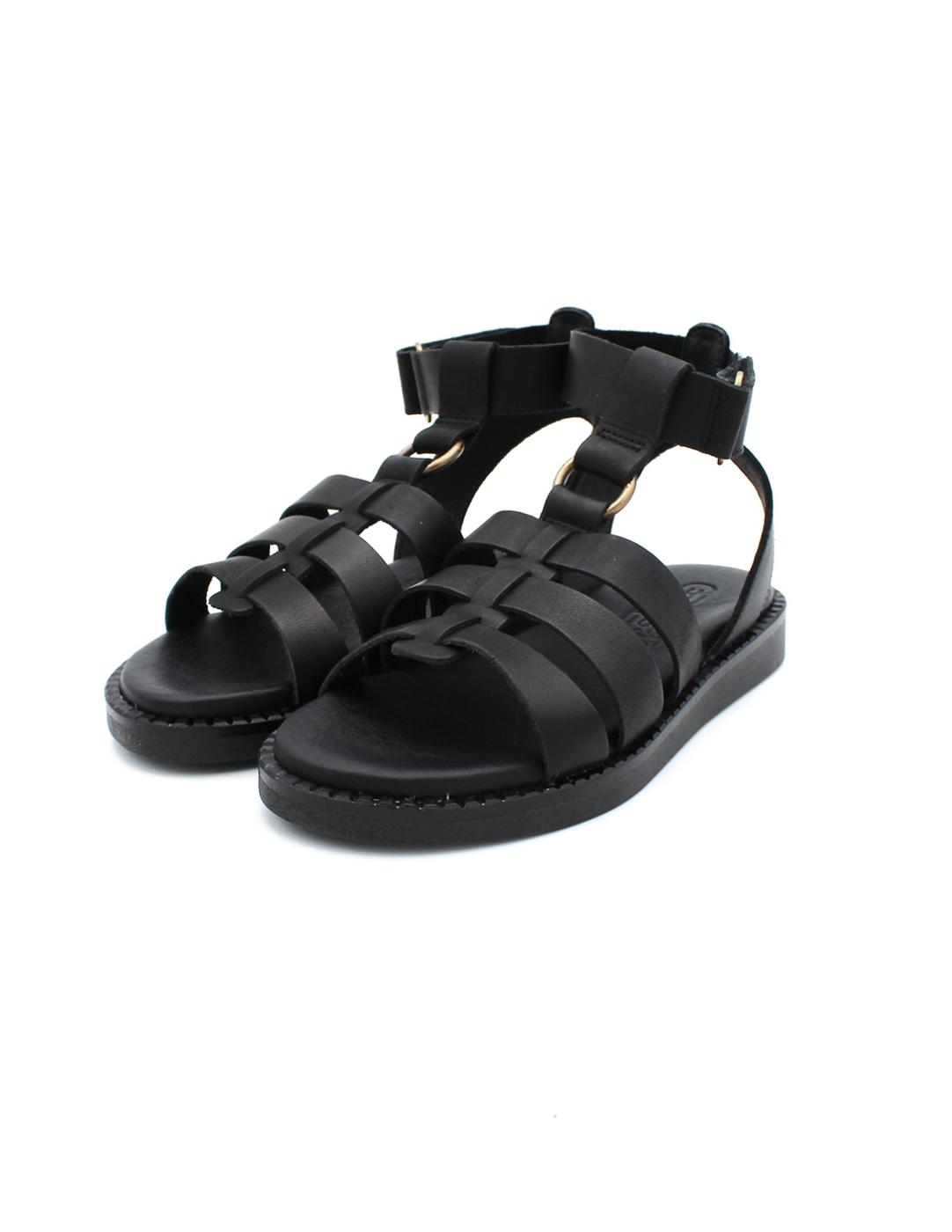 Sandalia Romana HEE 25392 Negra Mujer.