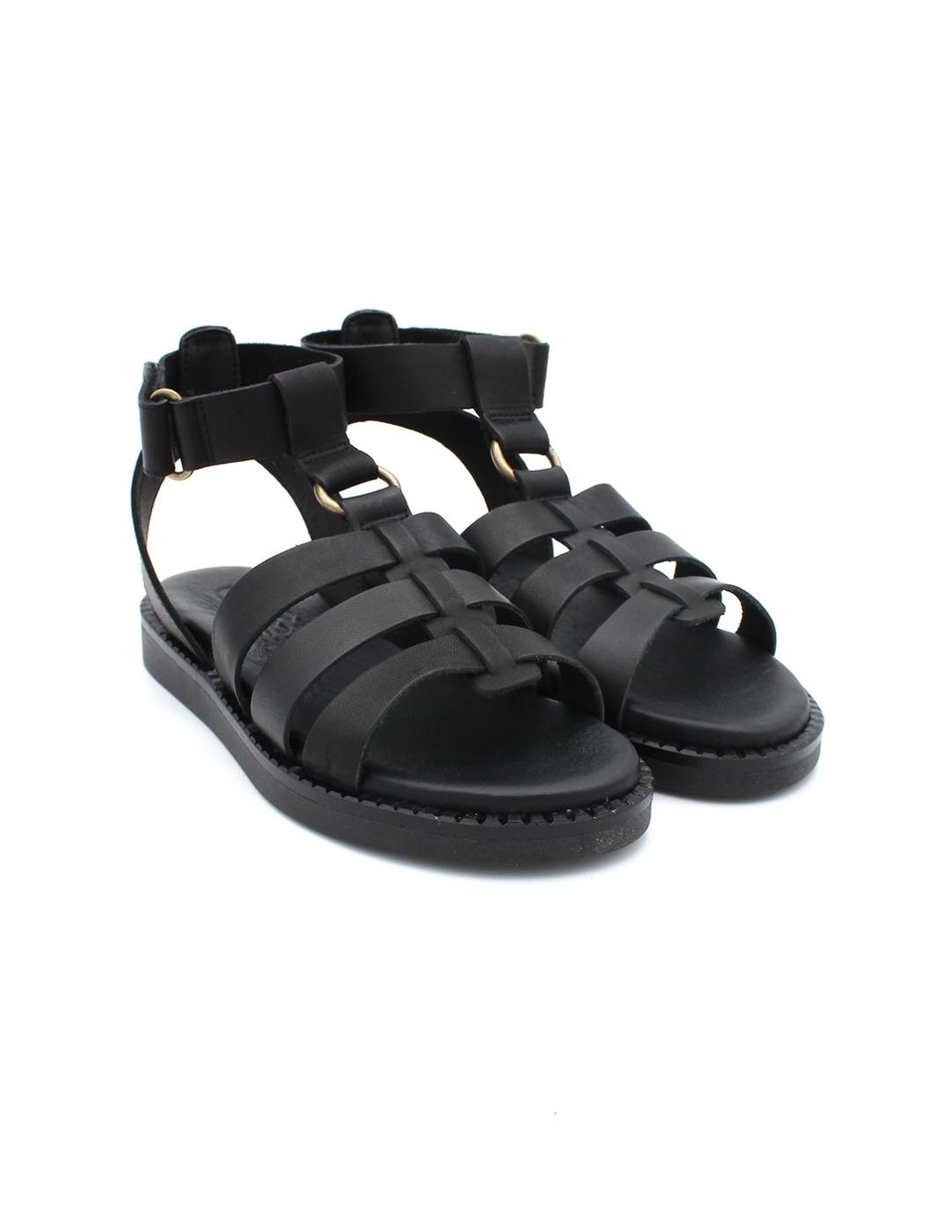 Sandalia Romana HEE 25392 Negra Mujer.