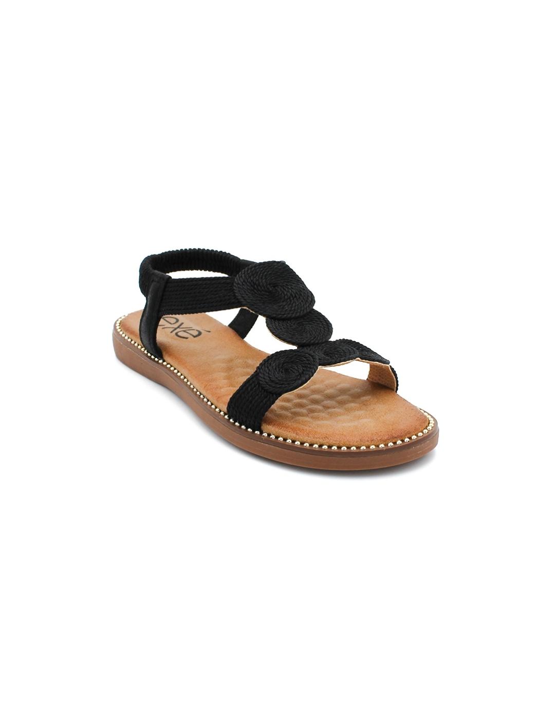 Sandalias Plana EXE ZF 1982-E2 Negra Mujer.