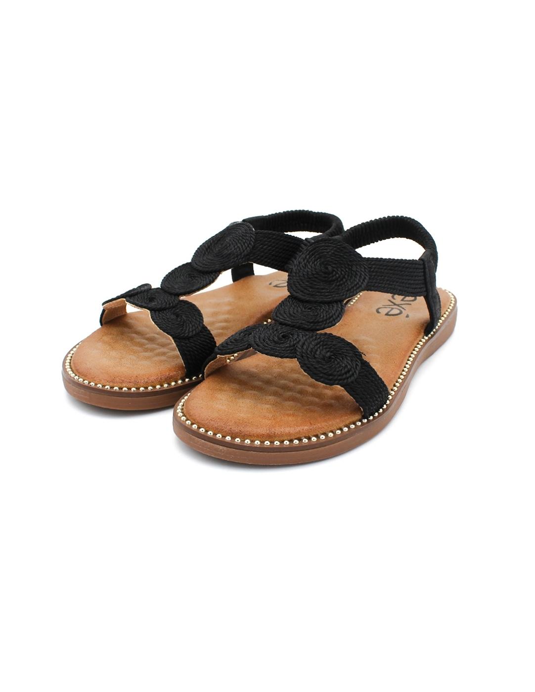 Sandalias Plana EXE ZF 1982-E2 Negra Mujer.