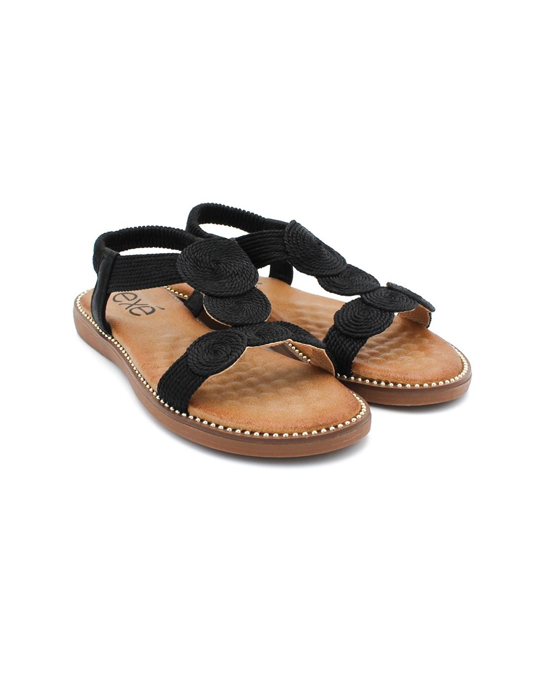 Sandalias Plana EXE ZF 1982-E2 Negra Mujer.