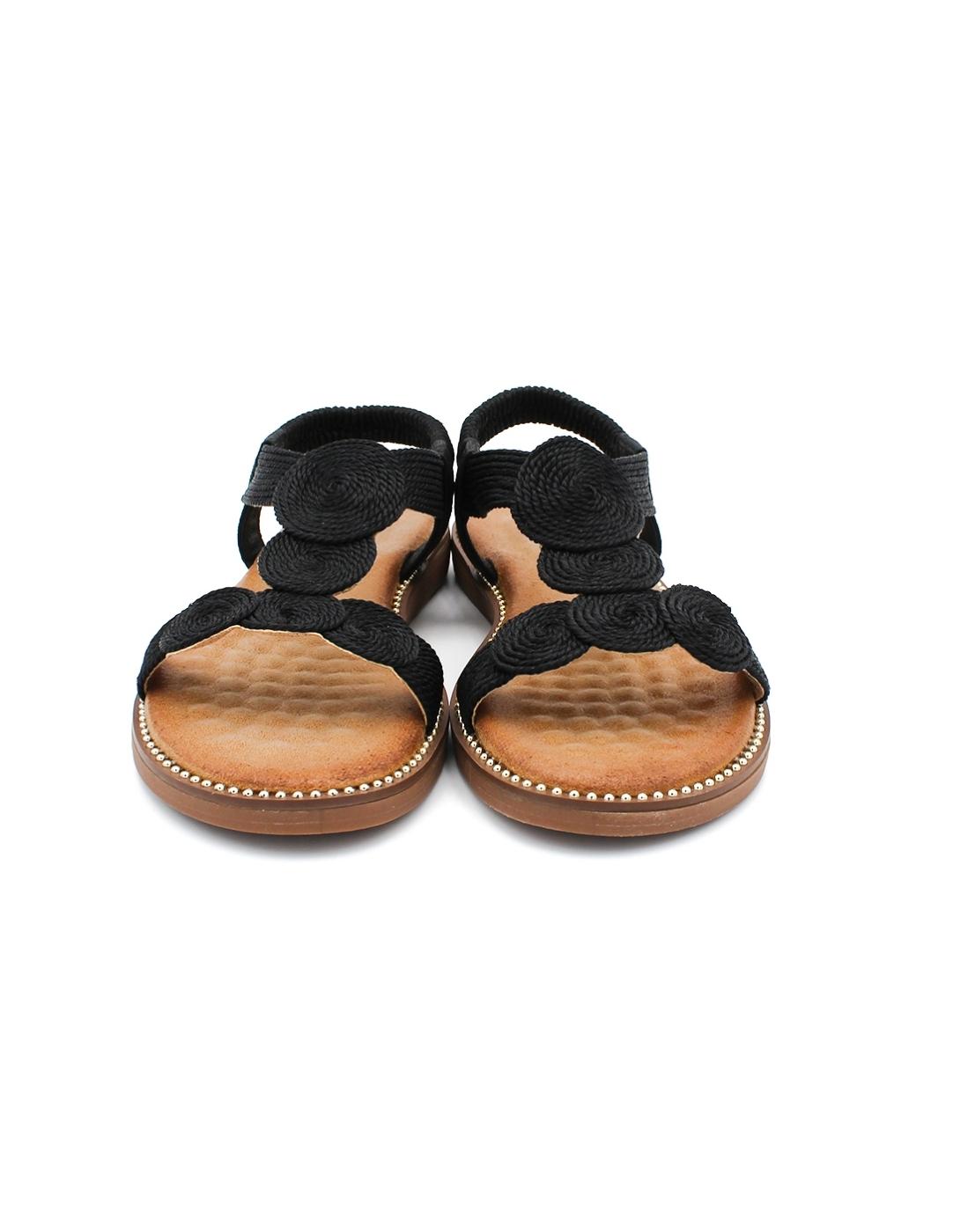 Sandalias Plana EXE ZF 1982-E2 Negra Mujer.