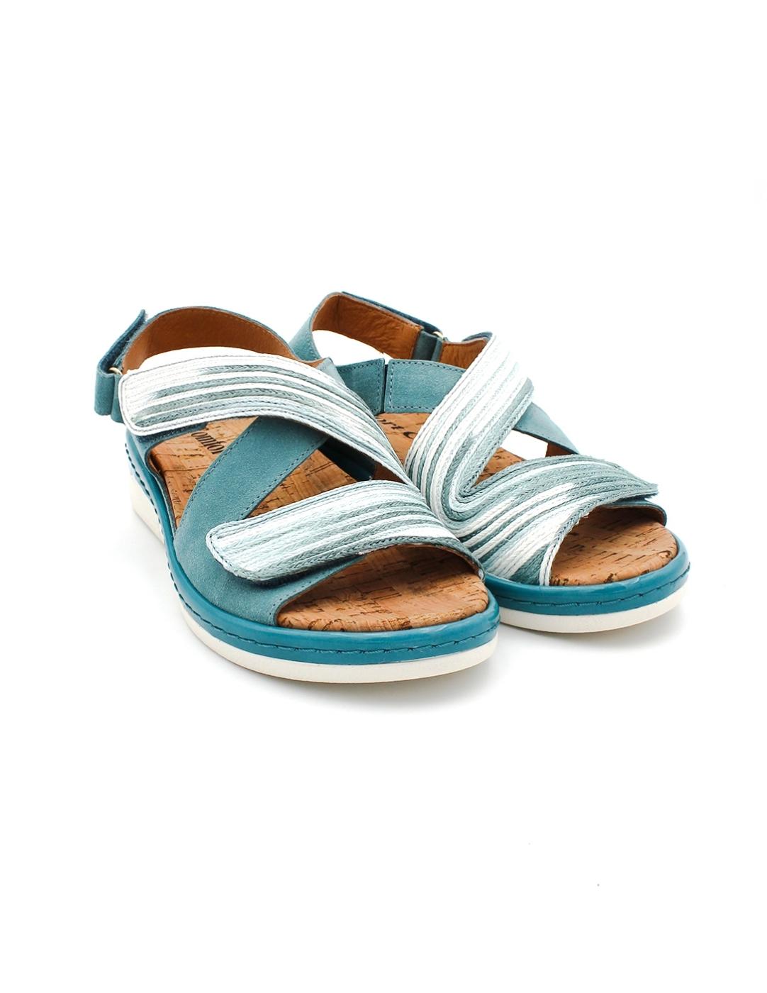 Sandalia CONFORT CLASS 5125 Azul Corcho, Mujer.