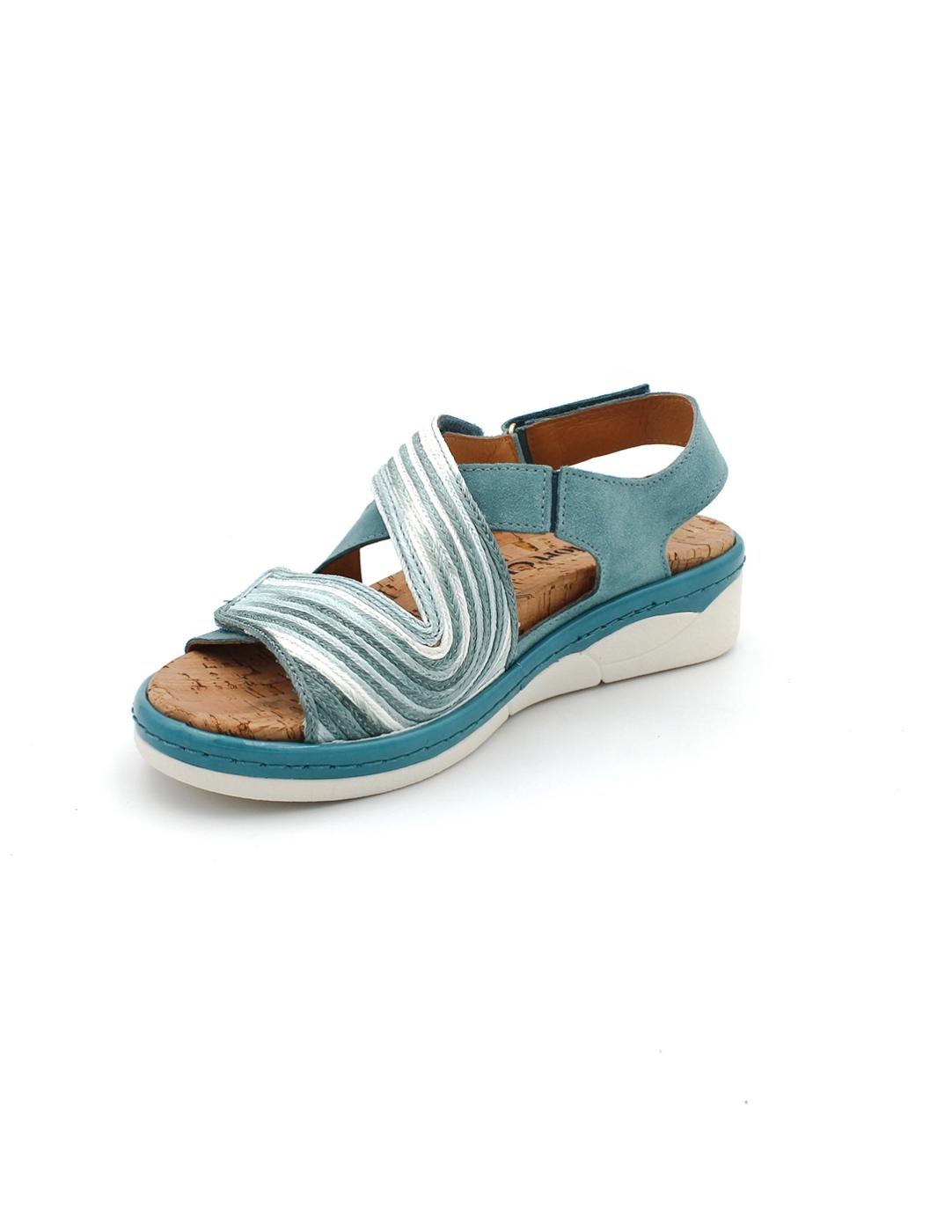 Sandalia CONFORT CLASS 5125 Azul Corcho, Mujer.