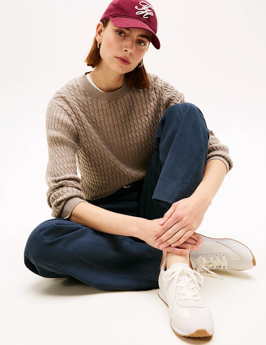 Zapatilla de piel Tommy Hilfiger FW0FW08831 Off White Mujer