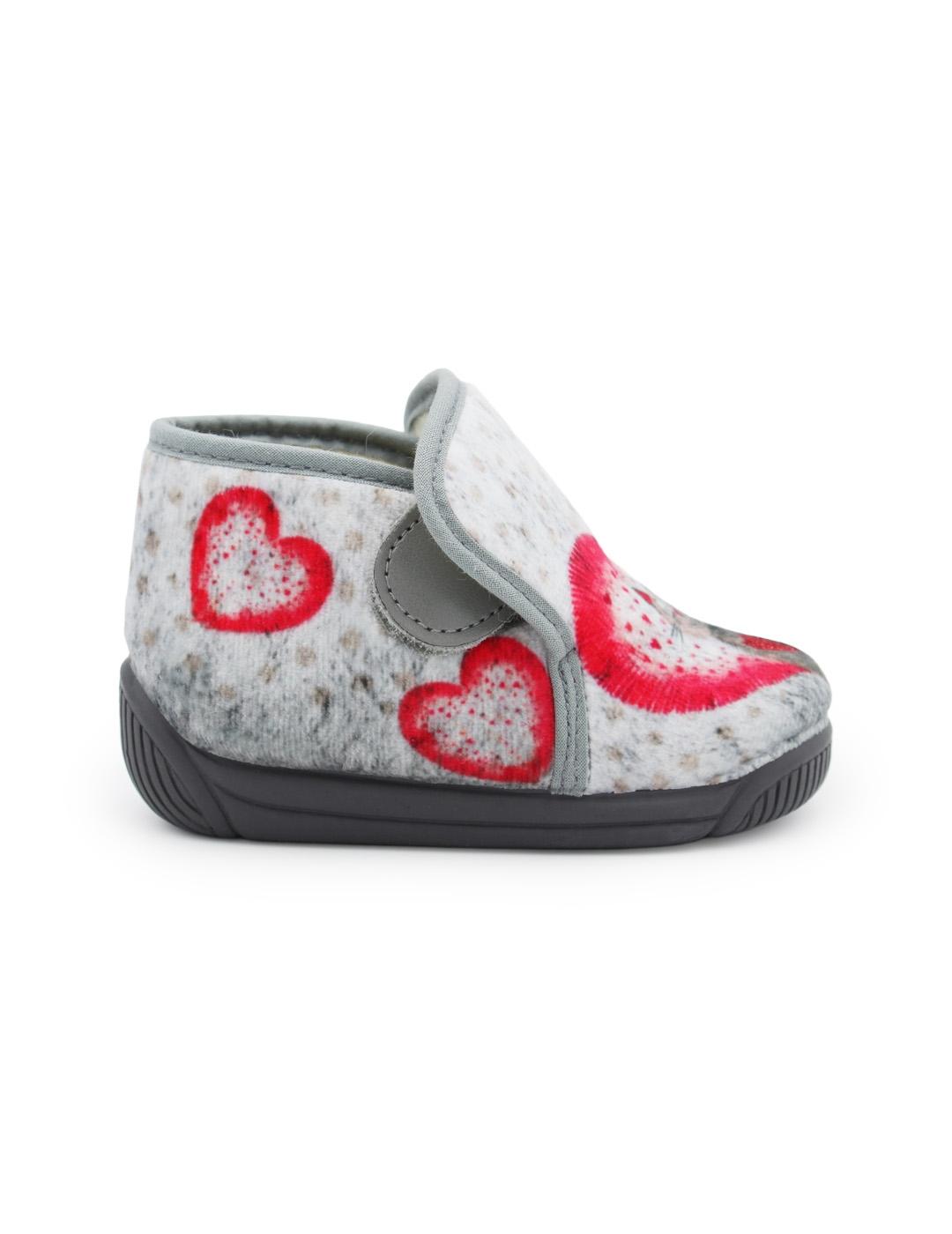 Zapatillas de casa Gatita Batilas 211/190 Gris/Rojo Niña
