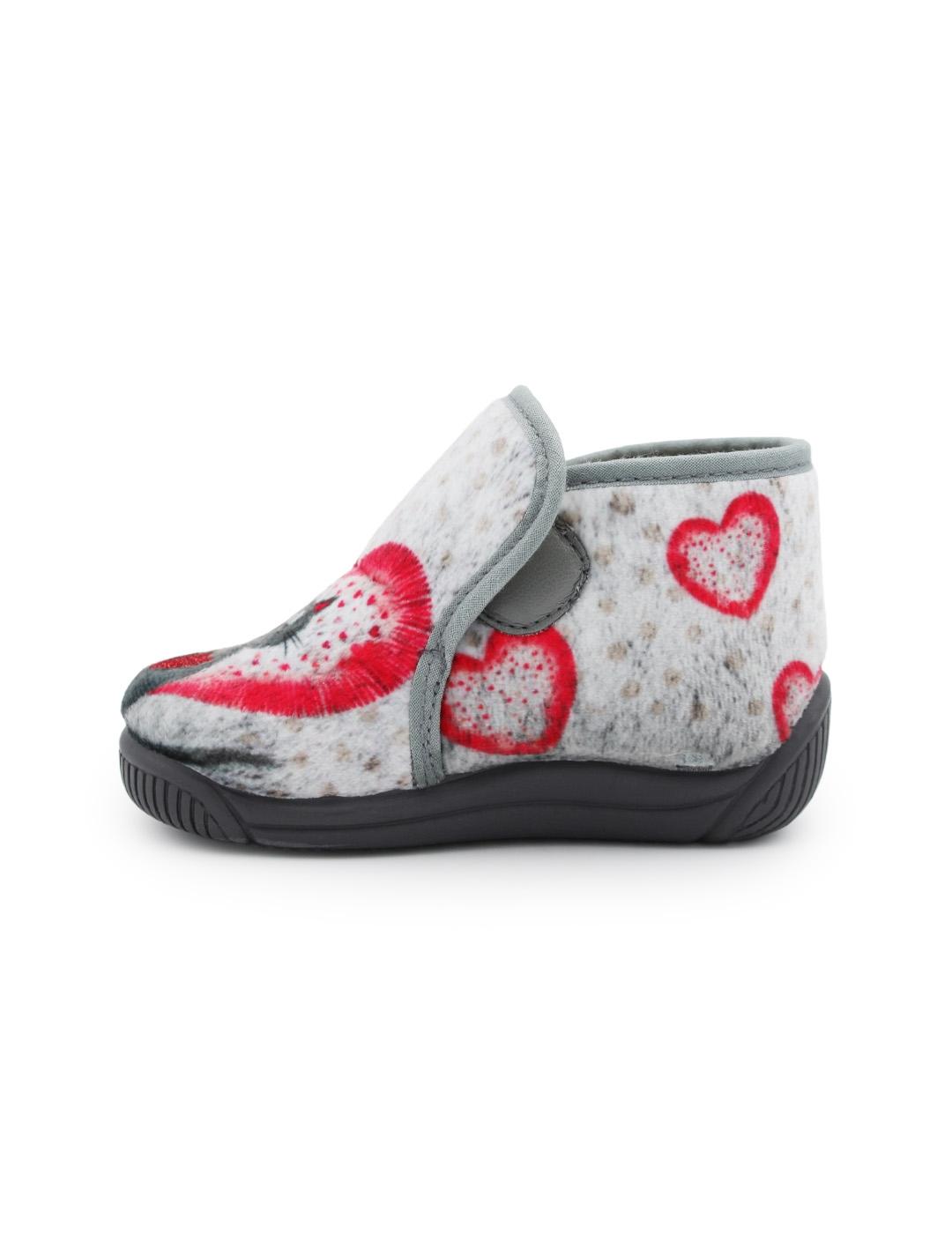 Zapatillas de casa Gatita Batilas 211/190 Gris/Rojo Niña