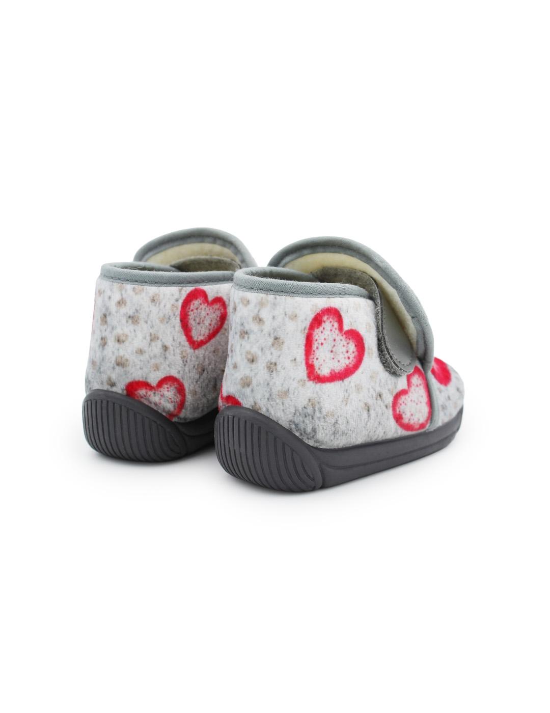 Zapatillas de casa Gatita Batilas 211/190 Gris/Rojo Niña