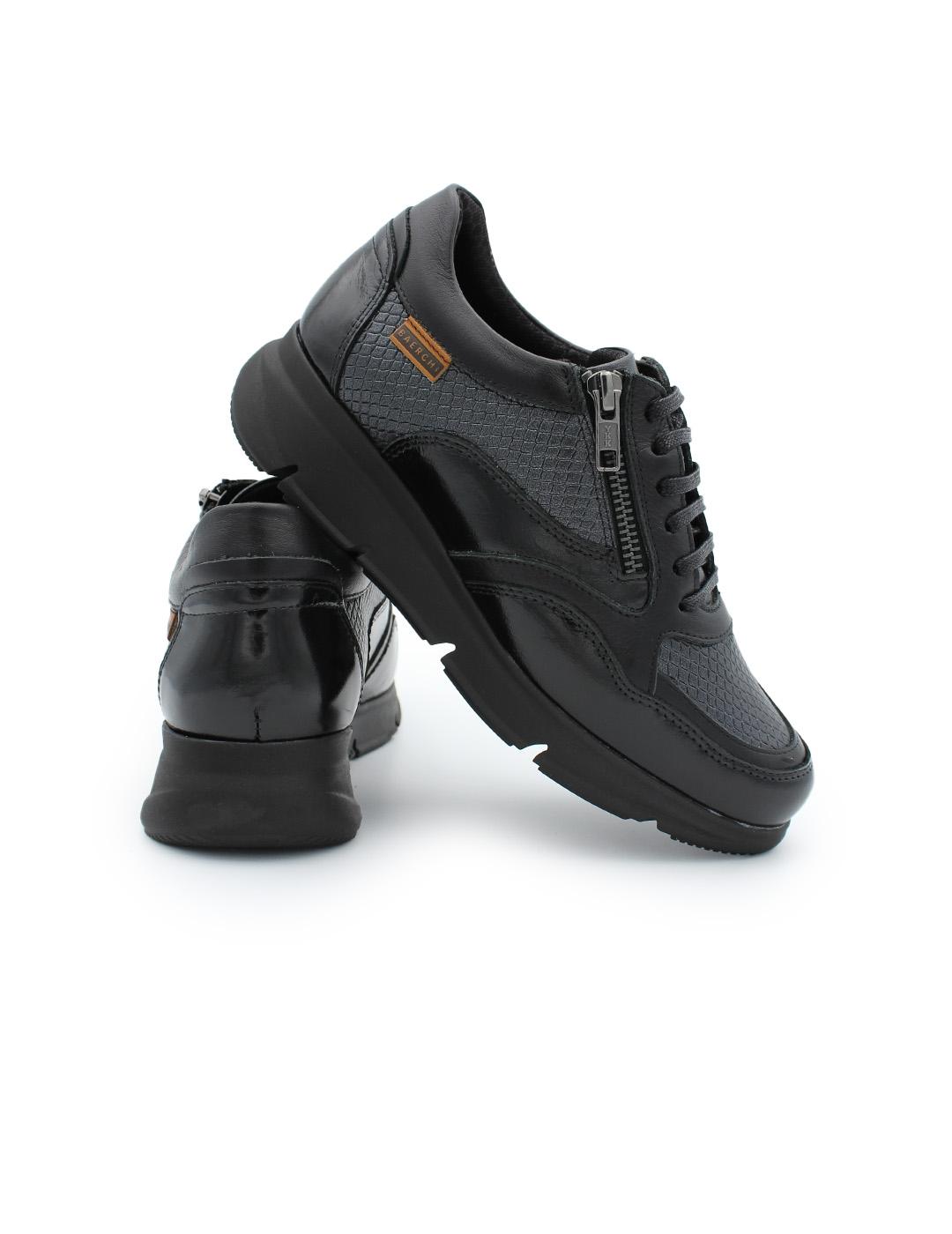 Zapato cuña ancho especial Olga54060 Baerchi Negro Mujer