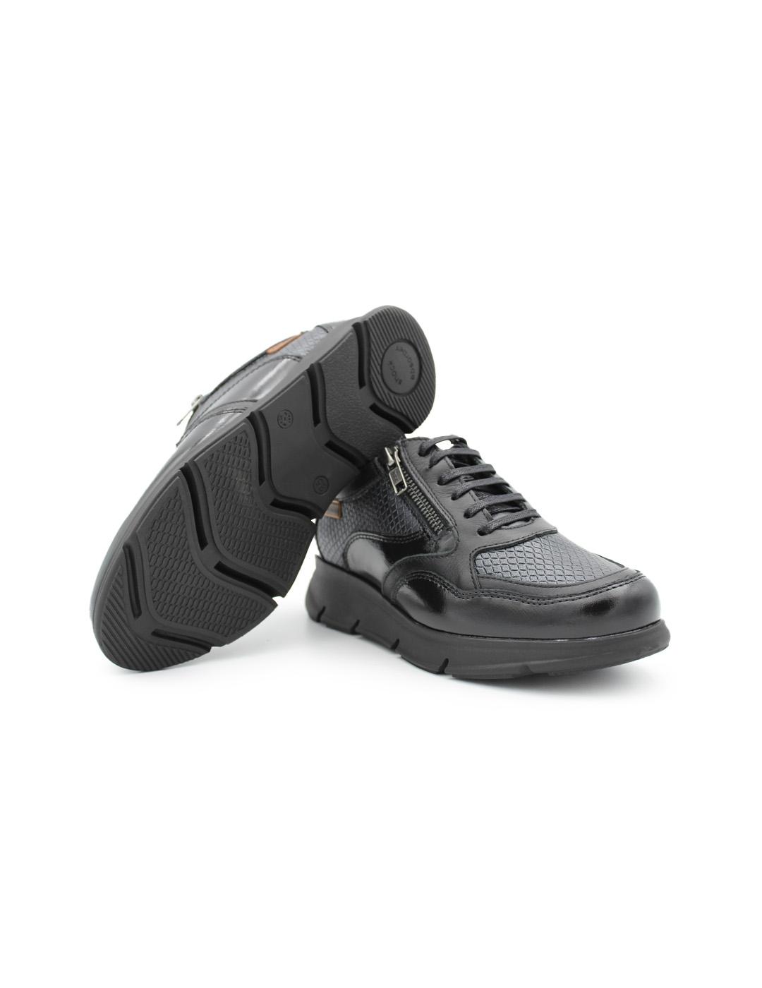 Zapato cuña ancho especial Olga54060 Baerchi Negro Mujer