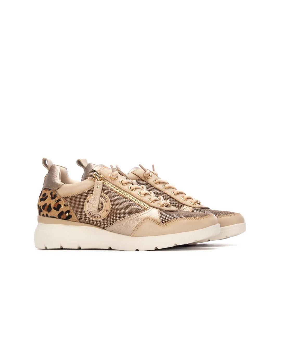 Zapatillas Carmela 162513 Beige/Leopardo Mujer