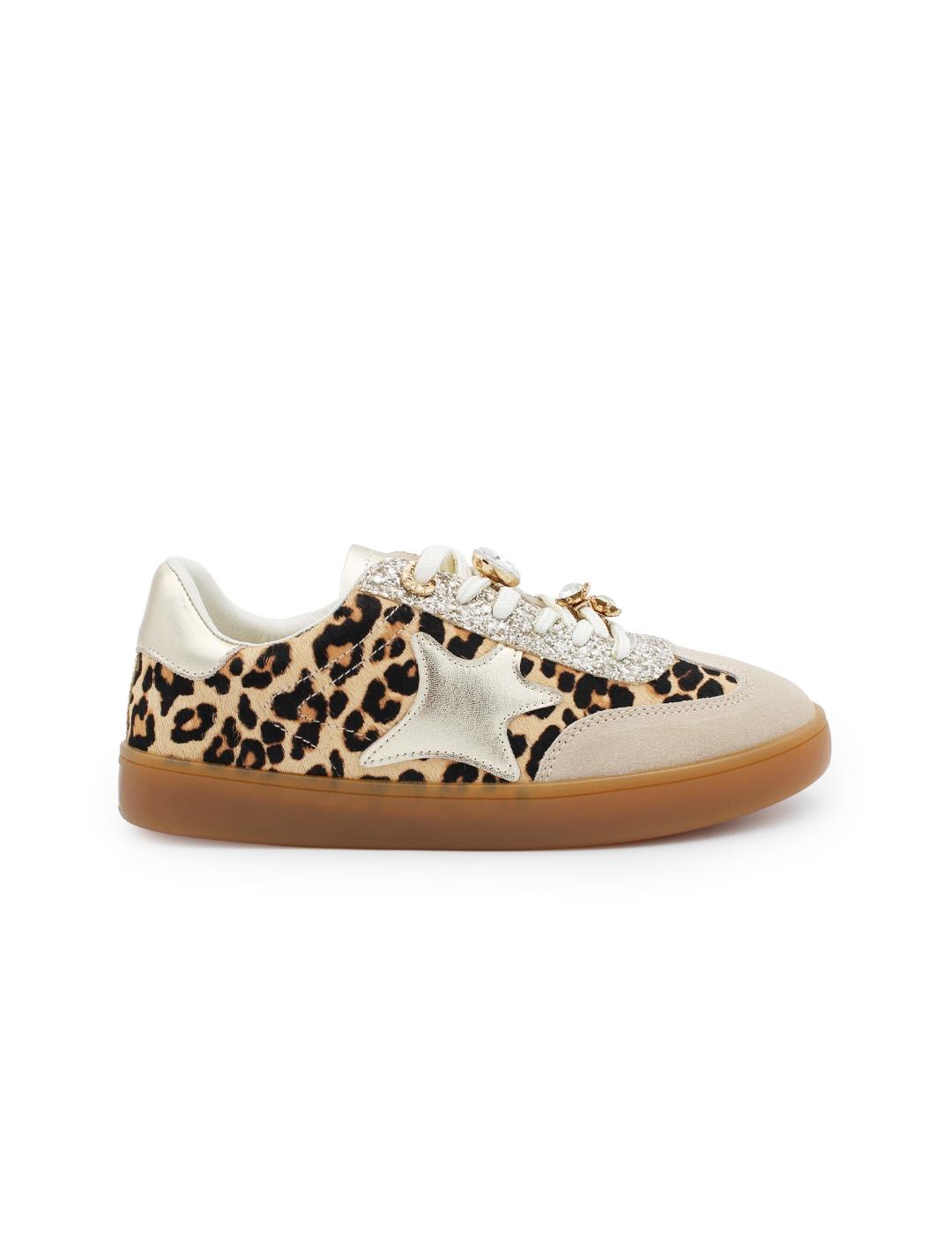 Zapatillas Charms Glitter BeFree Nerea-01A Leopard Beige