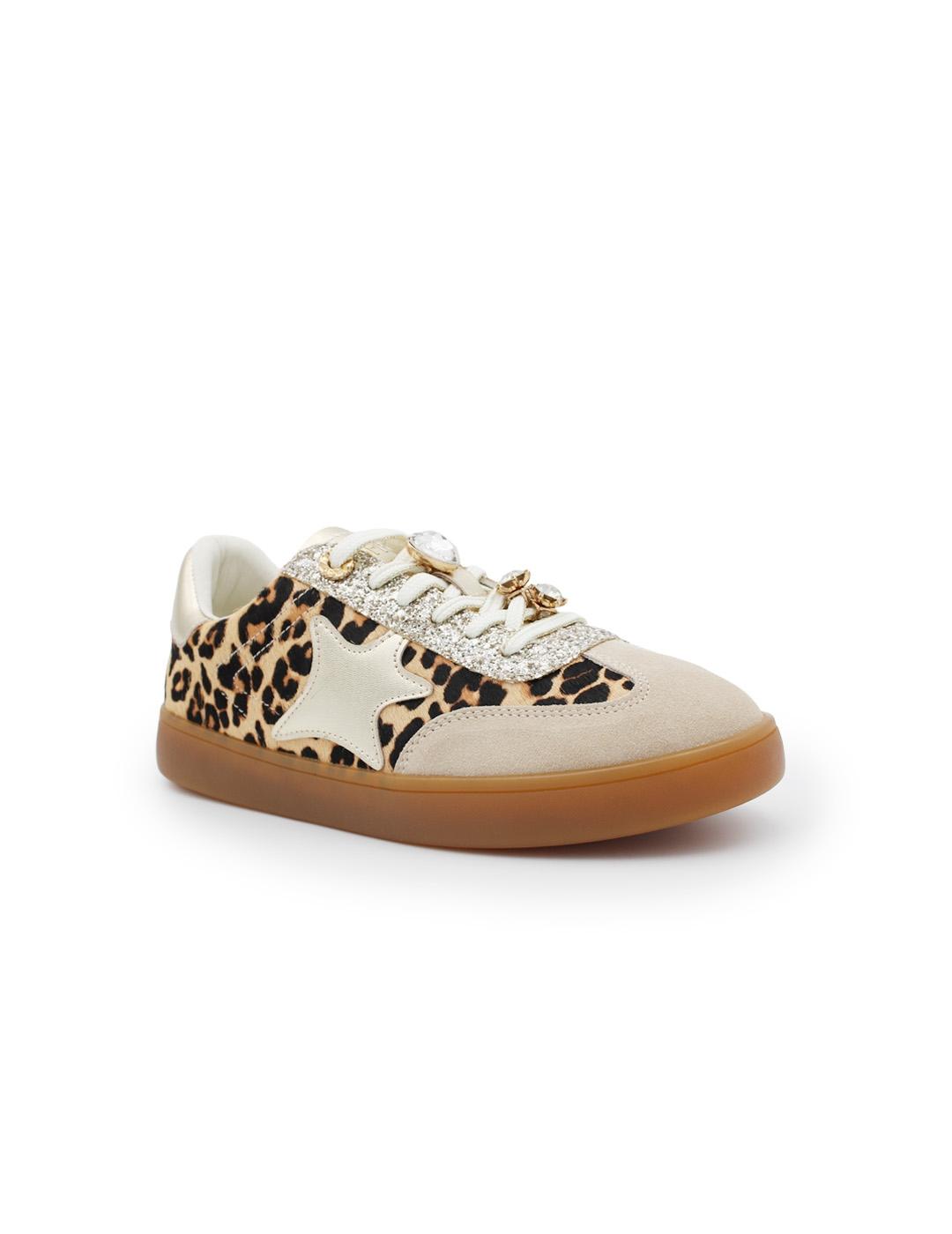 Zapatillas Charms Glitter BeFree Nerea-01A Leopard Beige