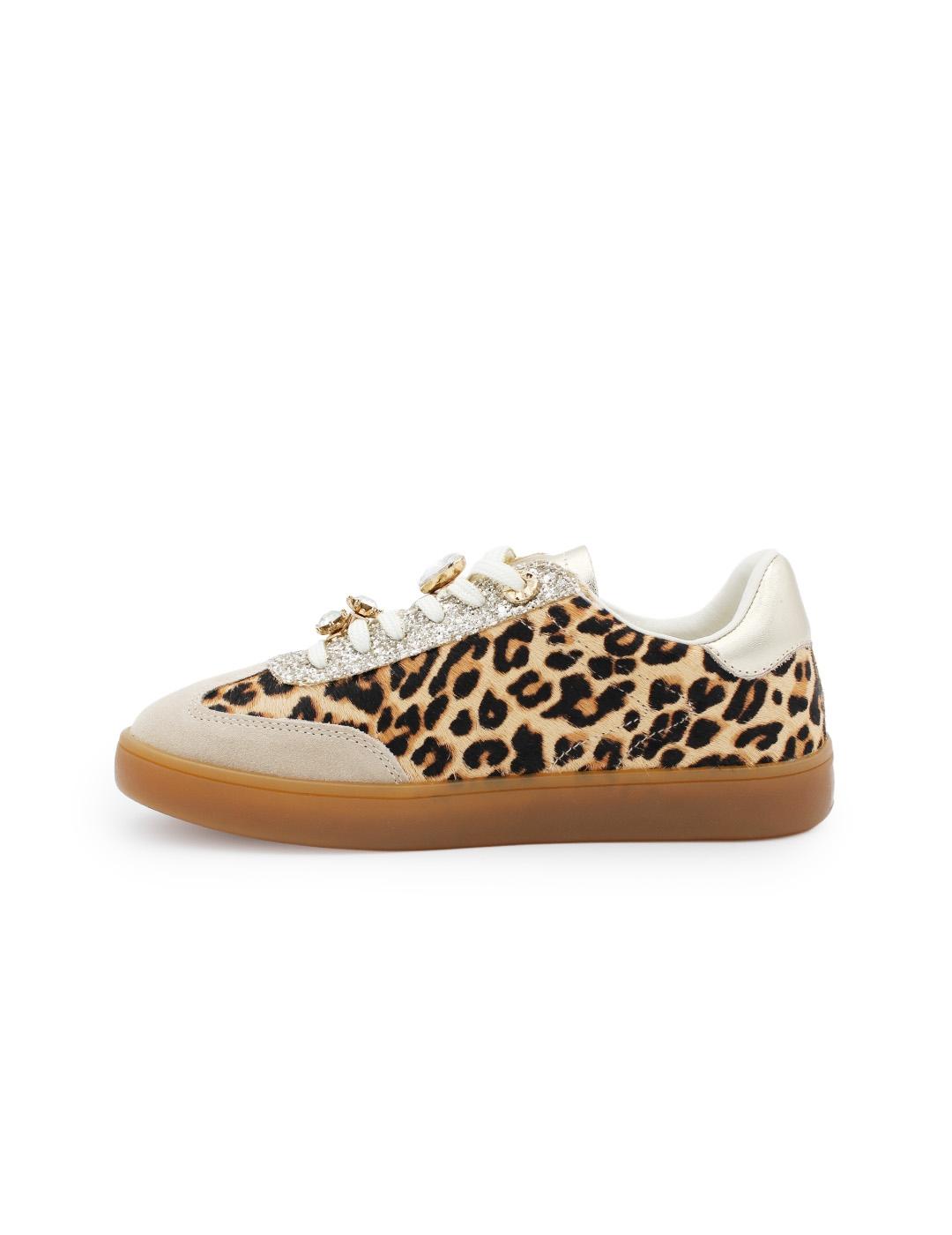 Zapatillas Charms Glitter BeFree Nerea-01A Leopard Beige