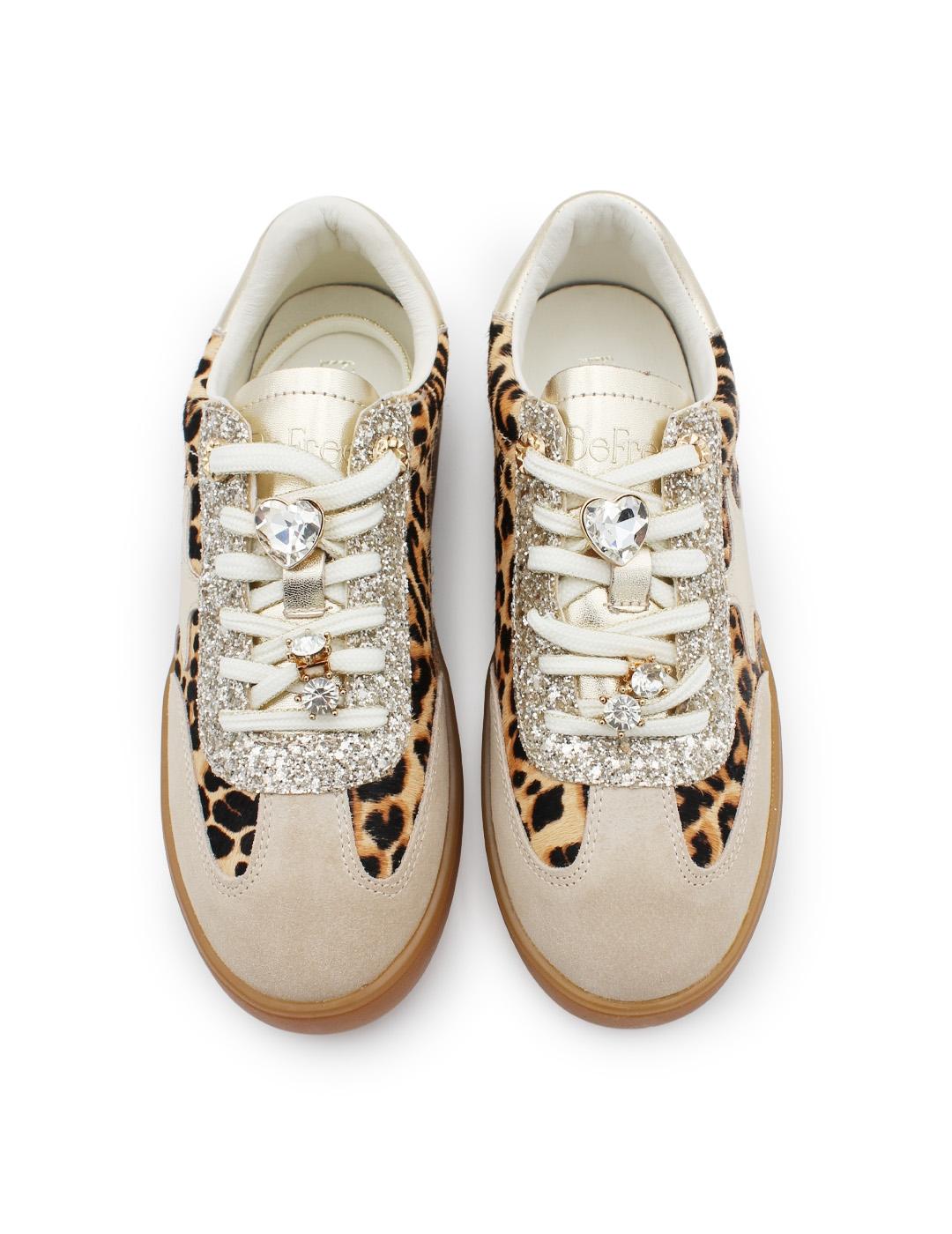 Zapatillas Charms Glitter BeFree Nerea-01A Leopard Beige