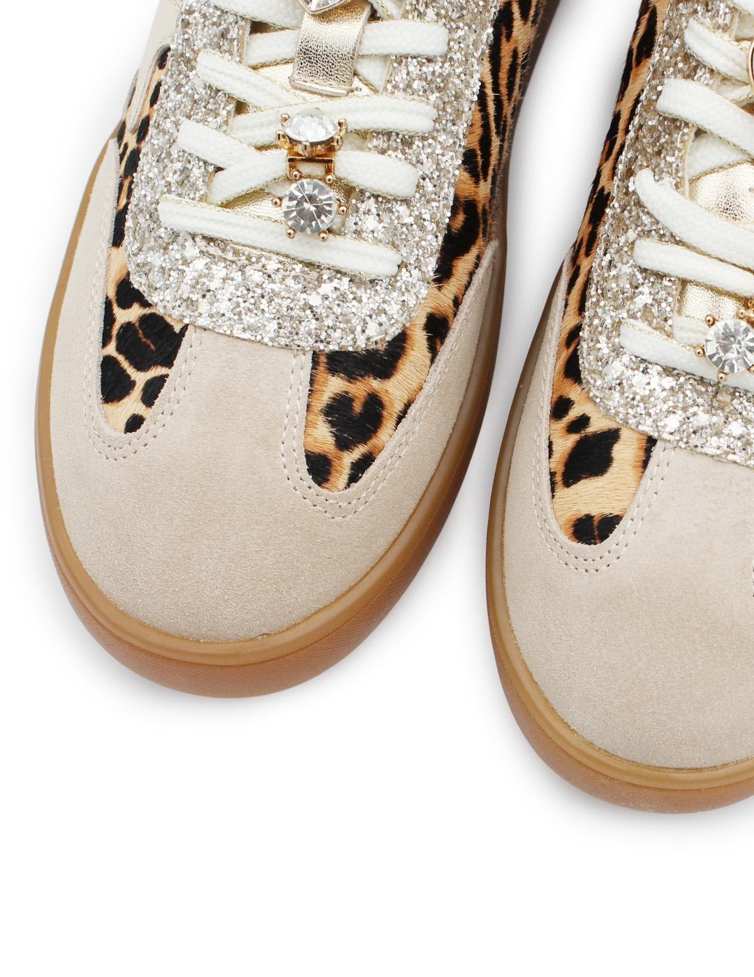 Zapatillas Charms Glitter BeFree Nerea-01A Leopard Beige