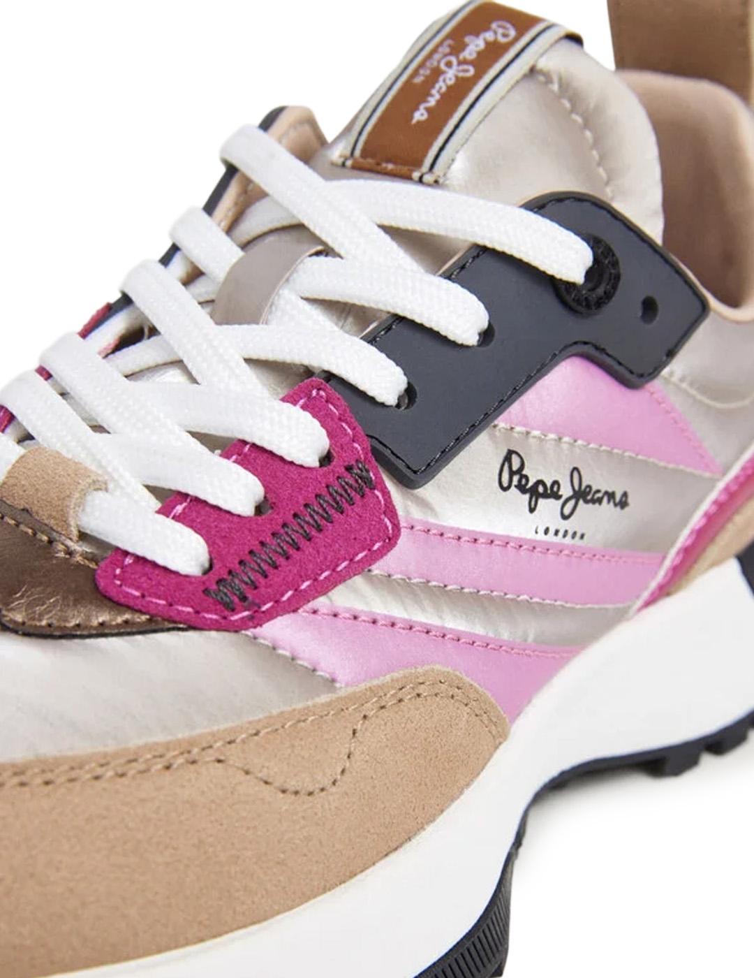 Zapatillas Pepe Jeans PLS600016 Detalles Ante Beige Mujer