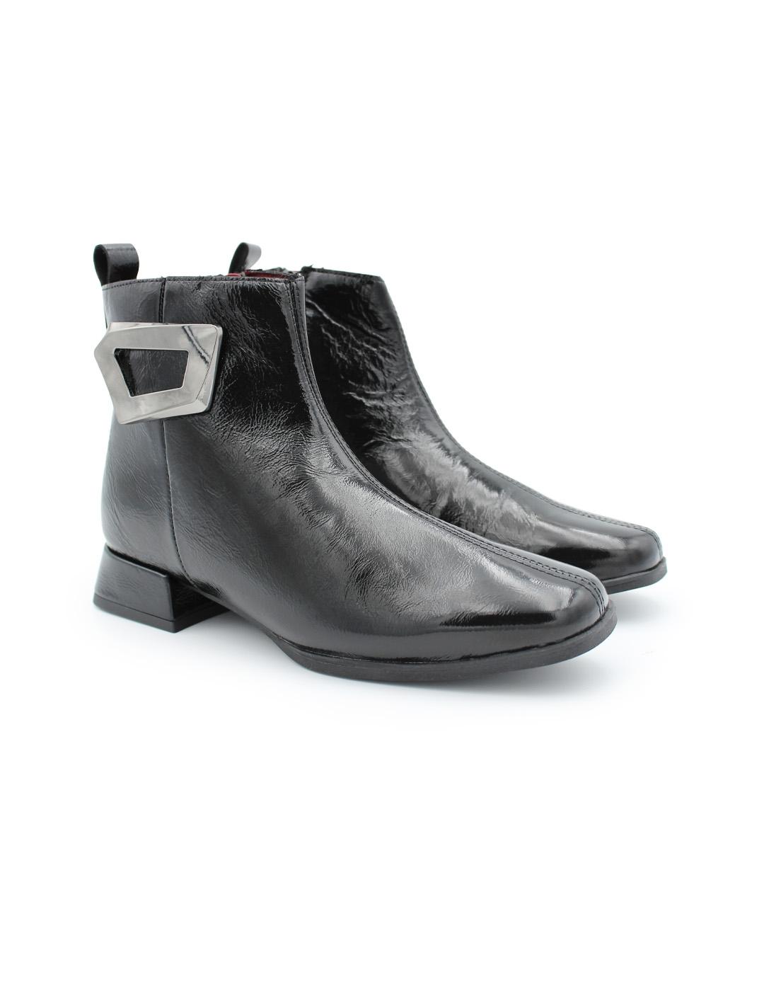 Botín de charol Omaha Descanflex 22112 Negro Mujer