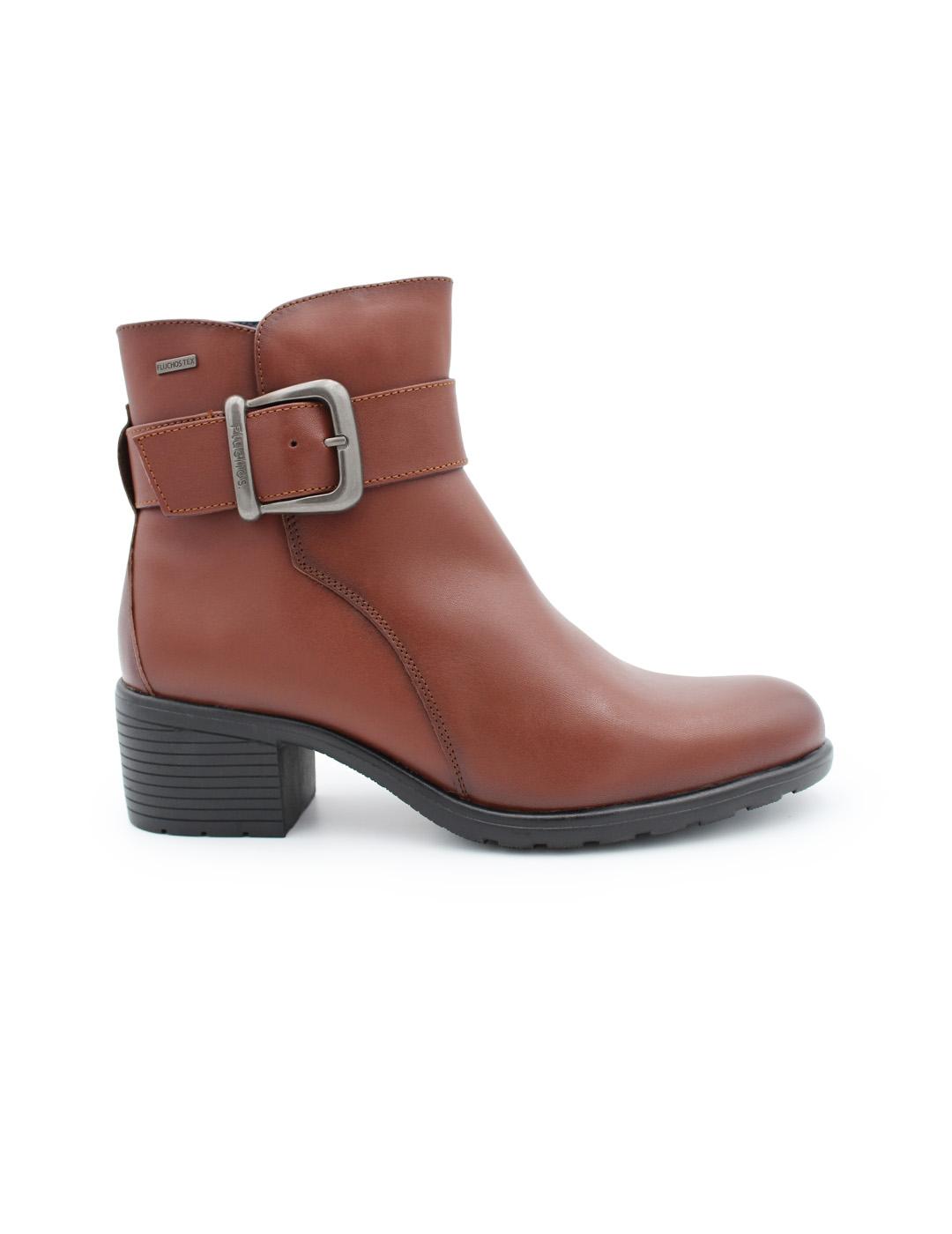 Botín Tex Marrón Fluchos Galit F2315 de Piel con Tacón Mujer