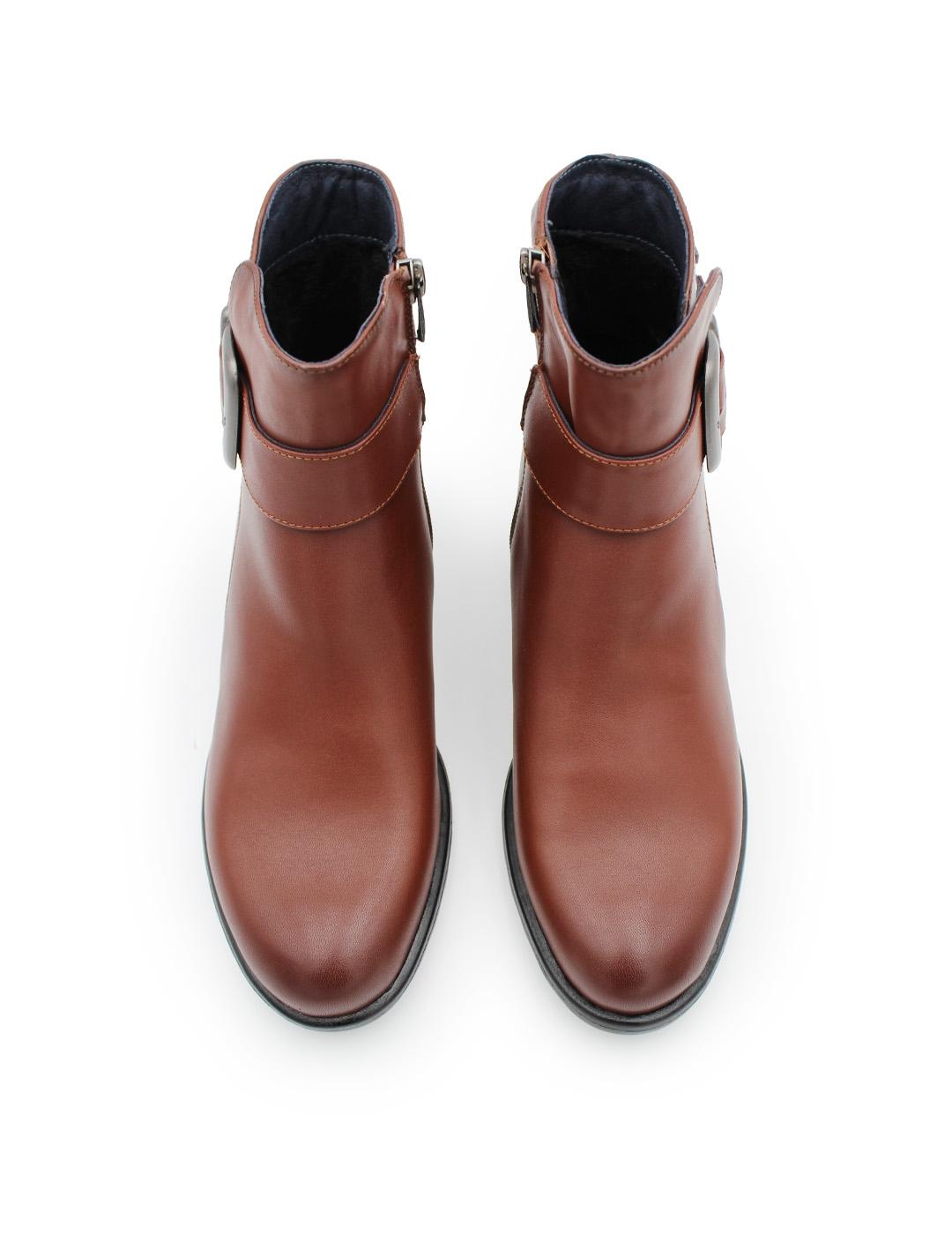 Botín Tex Marrón Fluchos Galit F2315 de Piel con Tacón Mujer