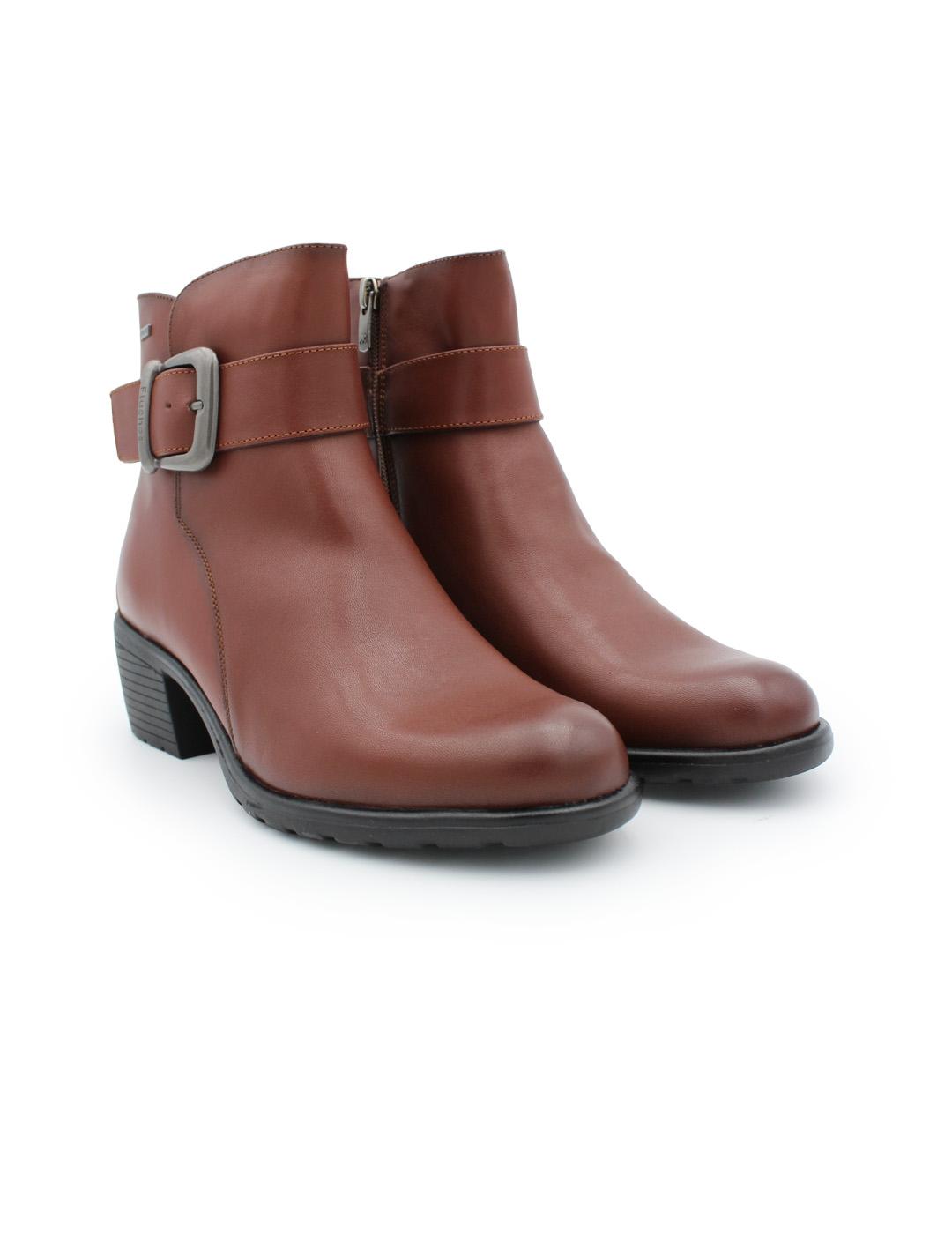 Botín Tex Marrón Fluchos Galit F2315 de Piel con Tacón Mujer