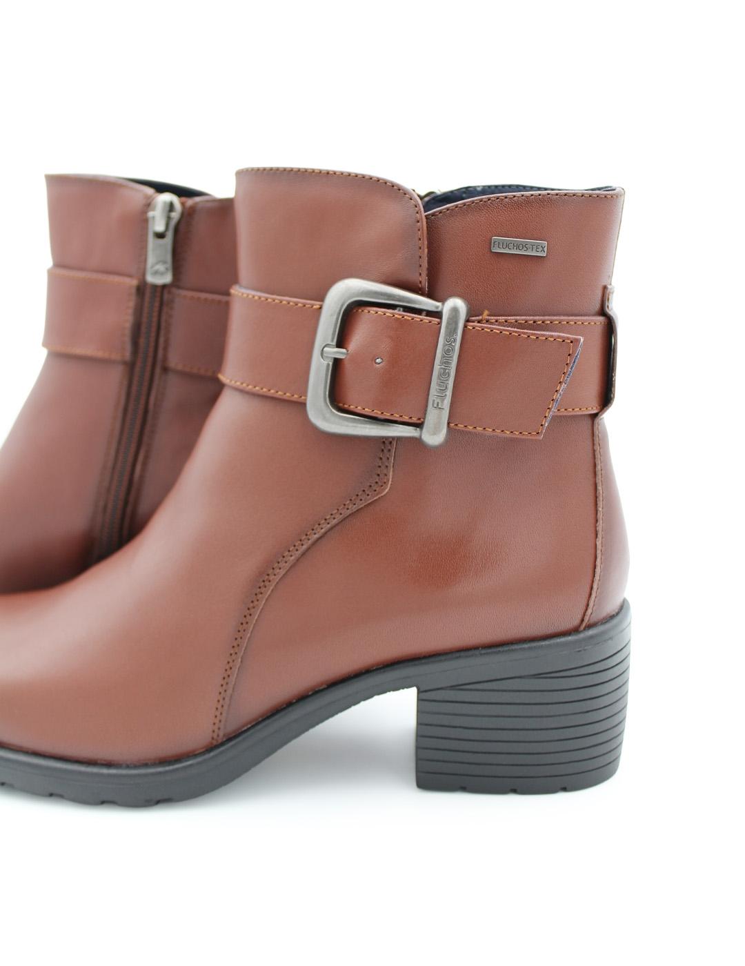 Botín Tex Marrón Fluchos Galit F2315 de Piel con Tacón Mujer