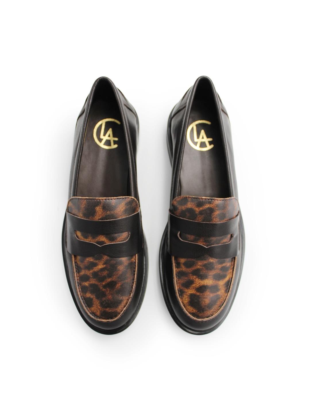 Mocasín Búfalo Claudia 2-Hide Marrón/Animal Print Mujer