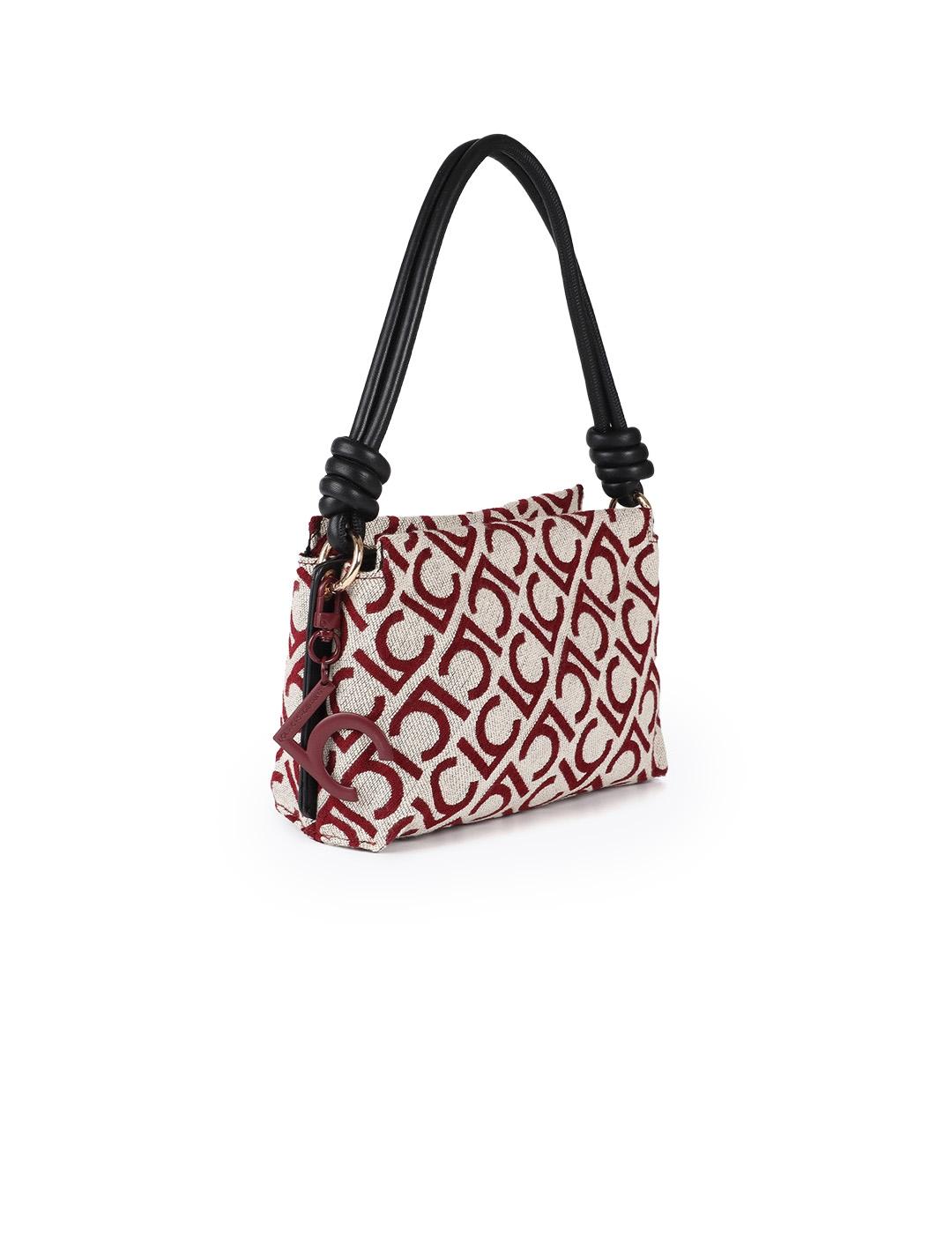 Bandolera Jacquard LC Lola Casademunt 2504034 Crudo/Rojo