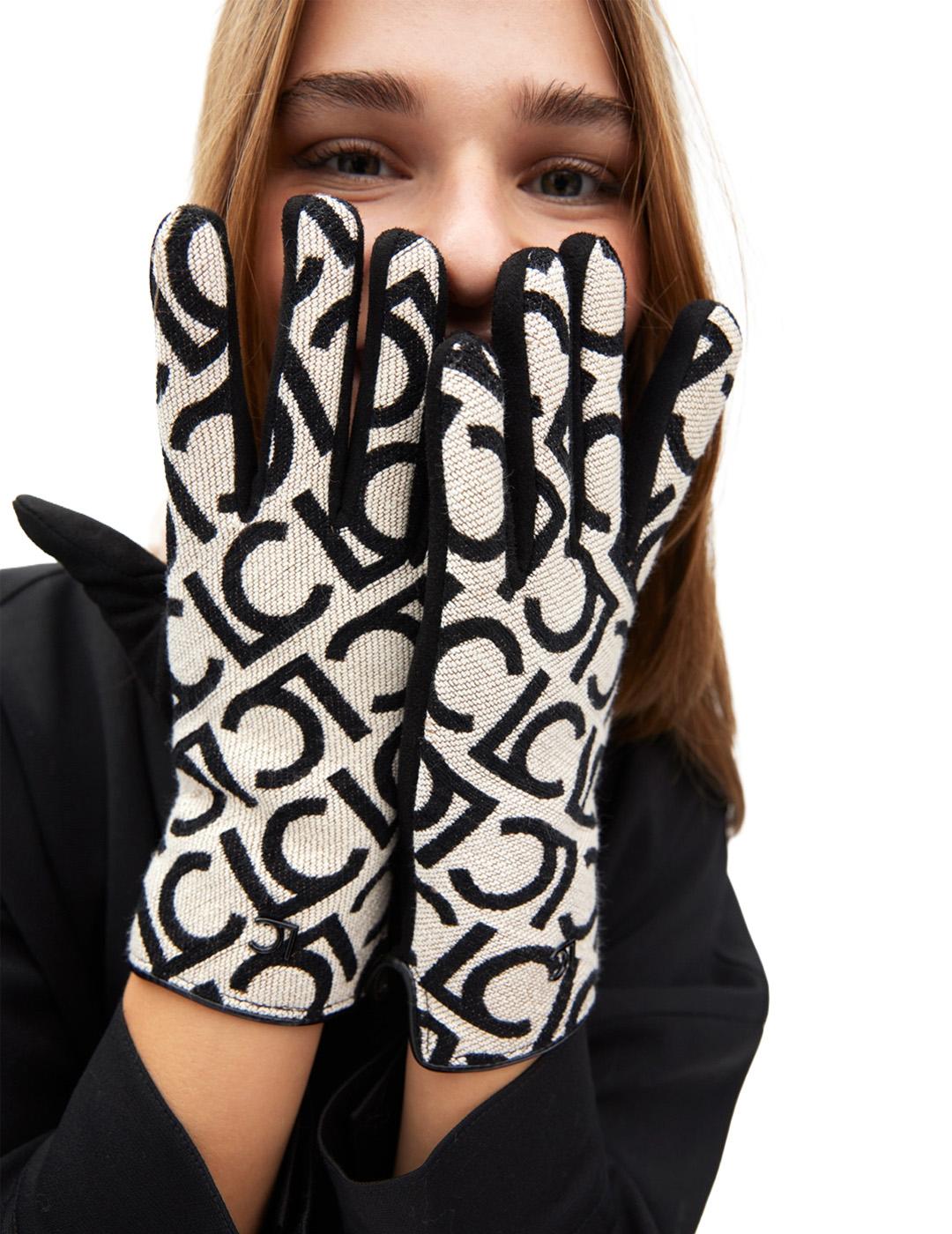 Guante Jacquard Logotipado Lola Casademunt LF2507035 Negro