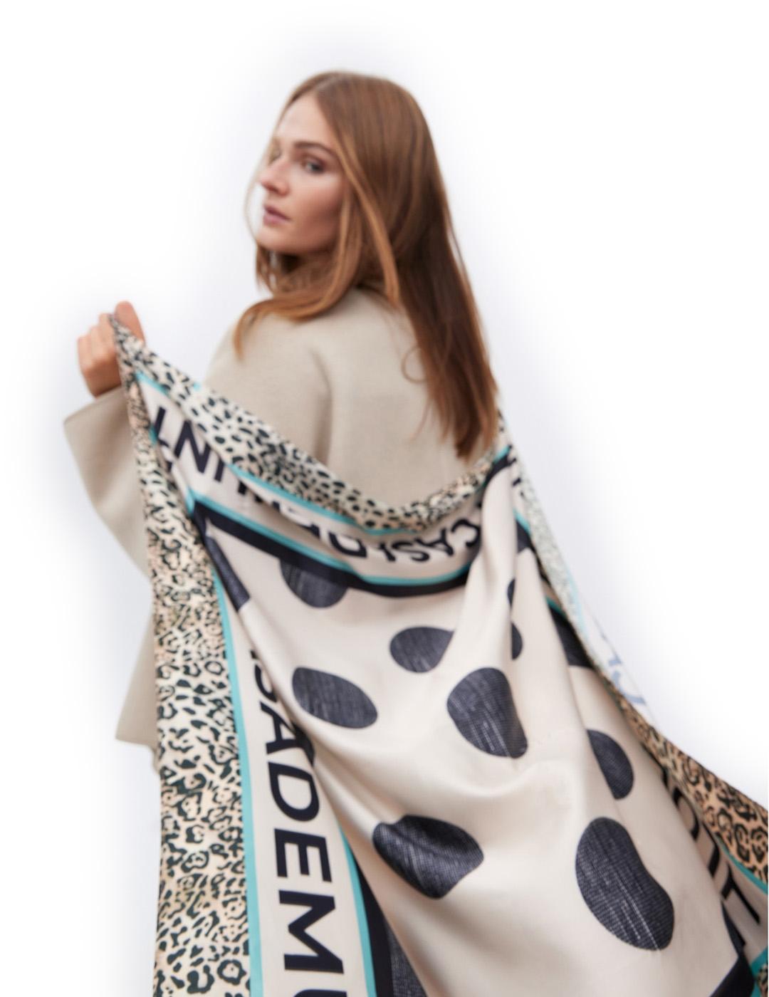 Pañuelo Estampado Topos Lola Casademunt LF2507010 Crudo/Verd