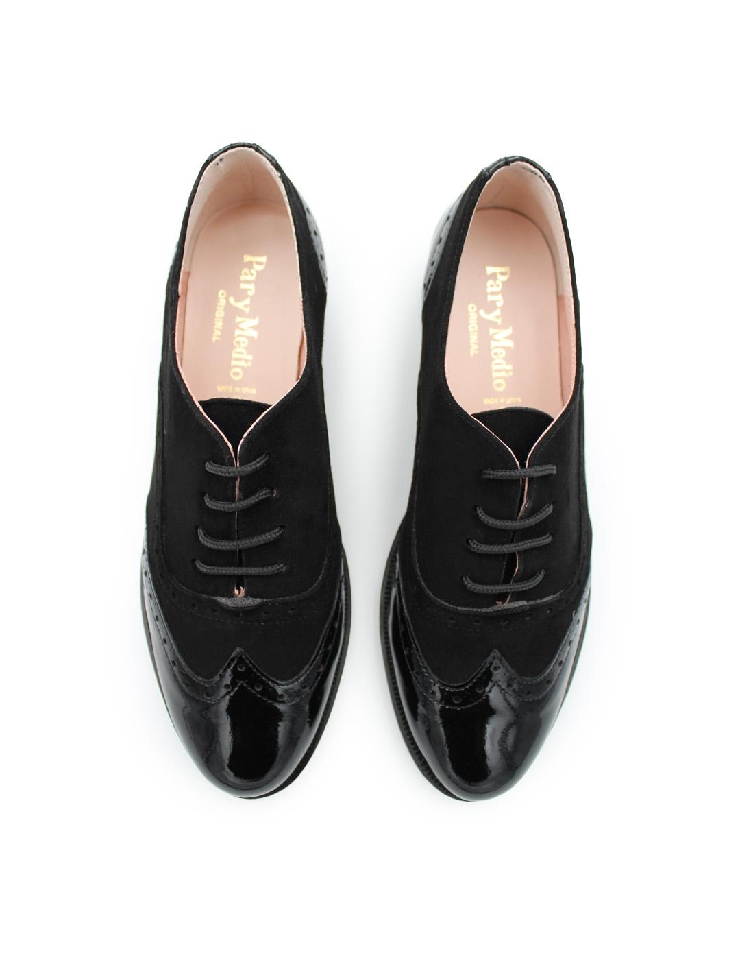 Zapato Blucher Parymedio 1823 Negro Mujer