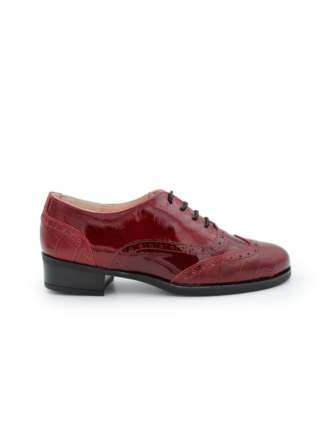 Zapato Blucher Charol Monterrey Parymedio 1823 Burdeos Mujer