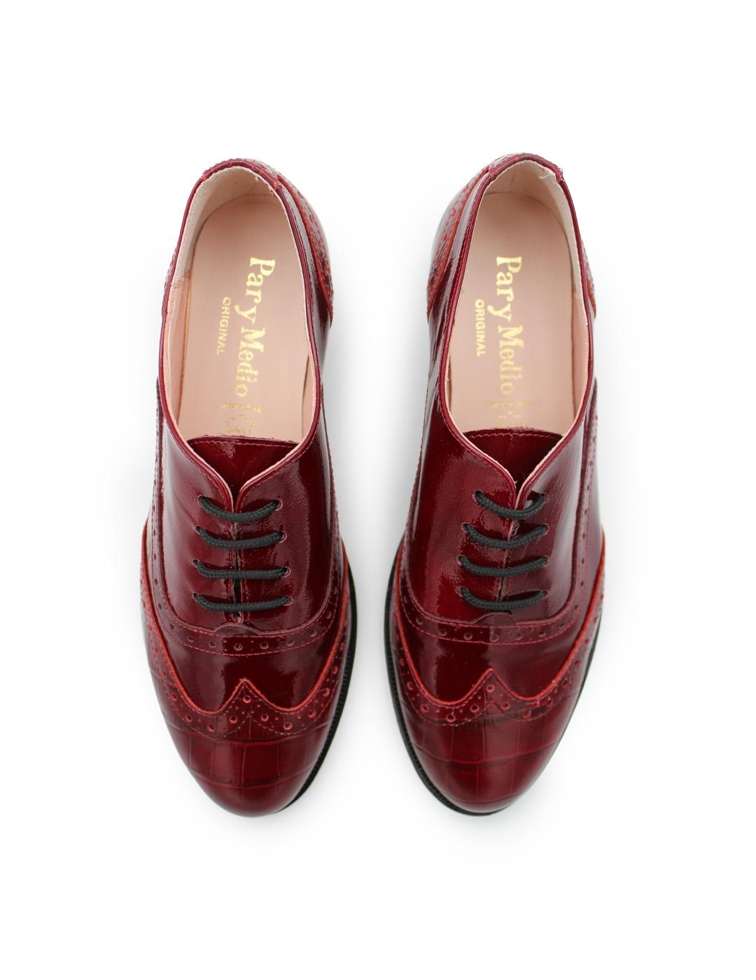 Zapato Blucher Charol Monterrey Parymedio 1823 Burdeos Mujer