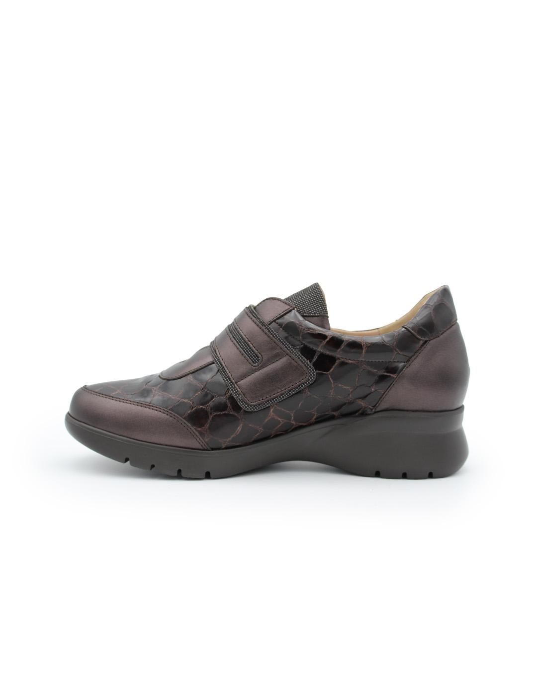 Zapato Coco Tira Ajustable Pie Santo 255852 Mujer Caoba/Topo