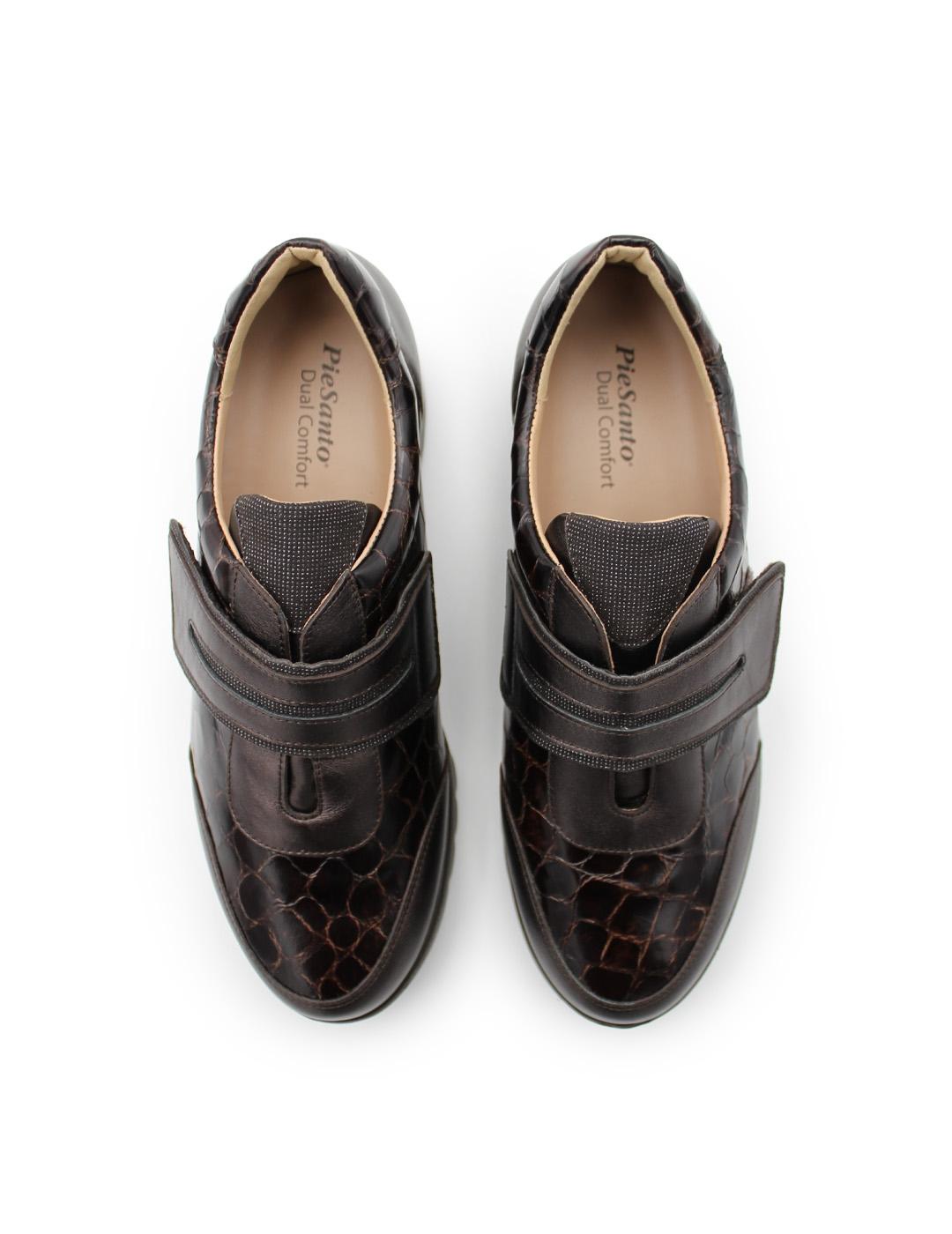 Zapato Coco Tira Ajustable Pie Santo 255852 Mujer Caoba/Topo